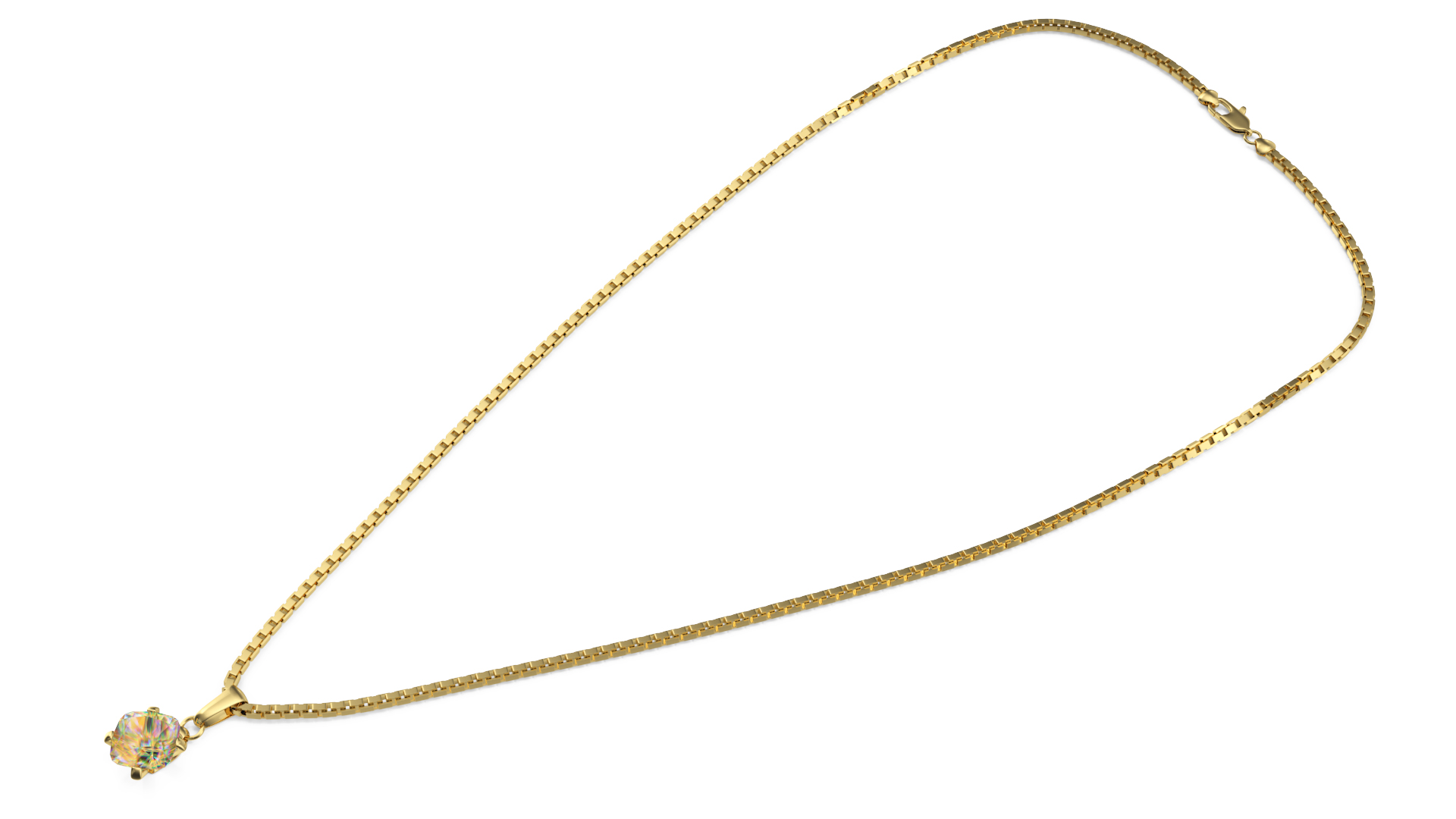 3D Golden Necklace with Diamond model