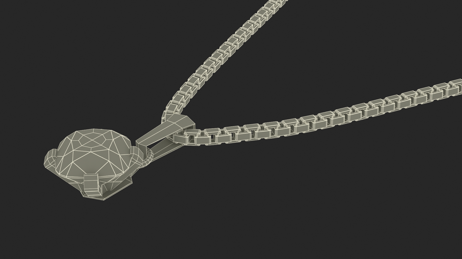 3D Golden Necklace with Diamond model