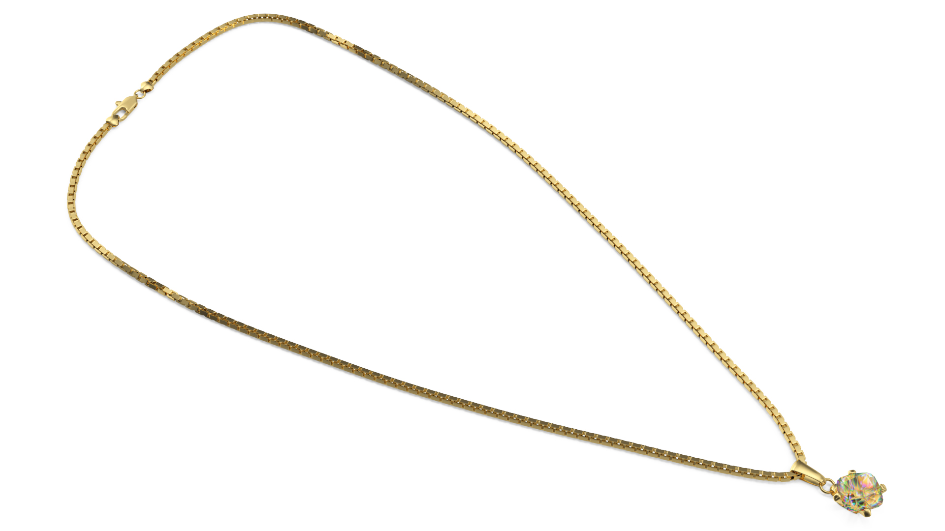 3D Golden Necklace with Diamond model