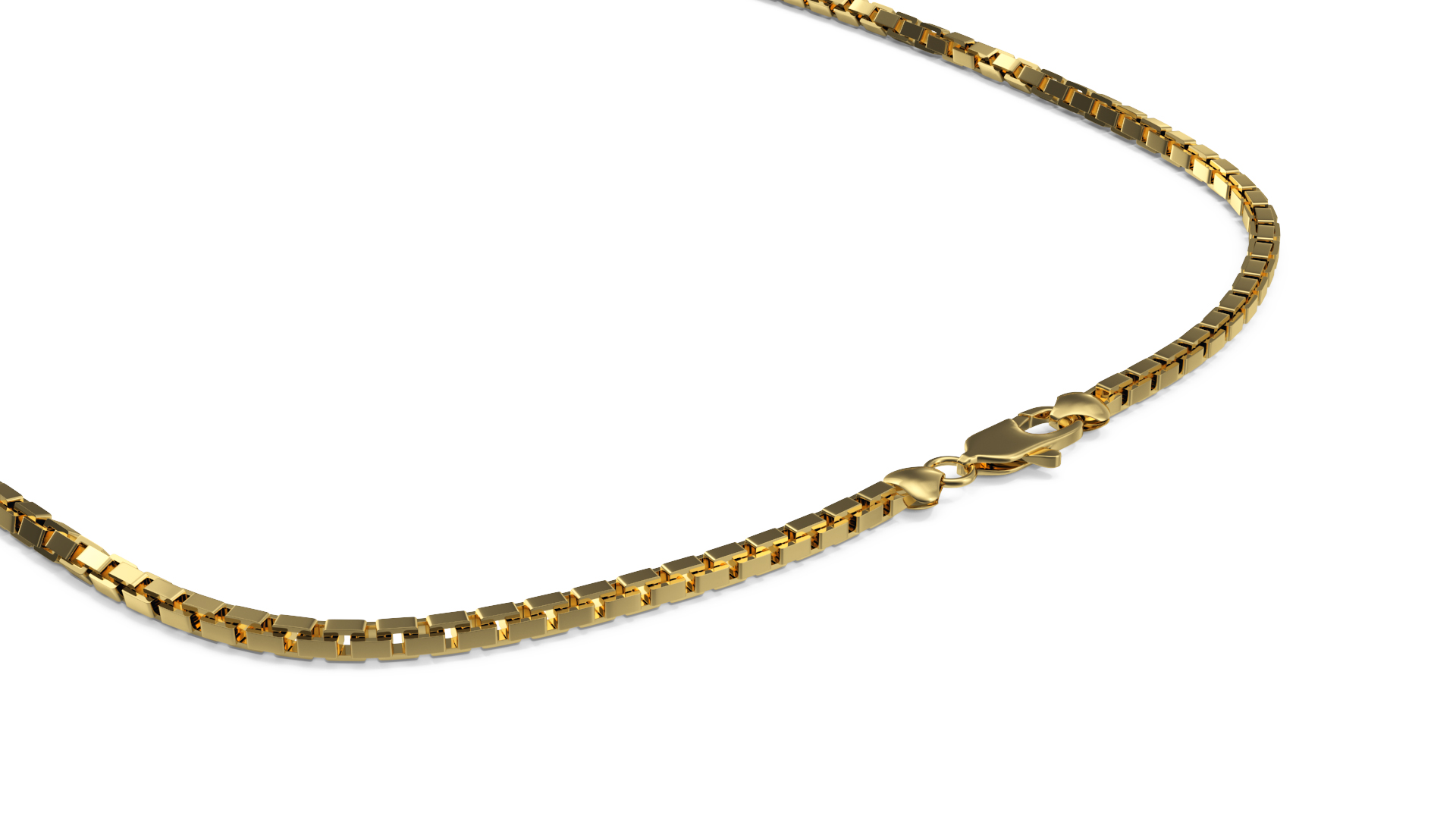 3D Golden Necklace with Diamond model
