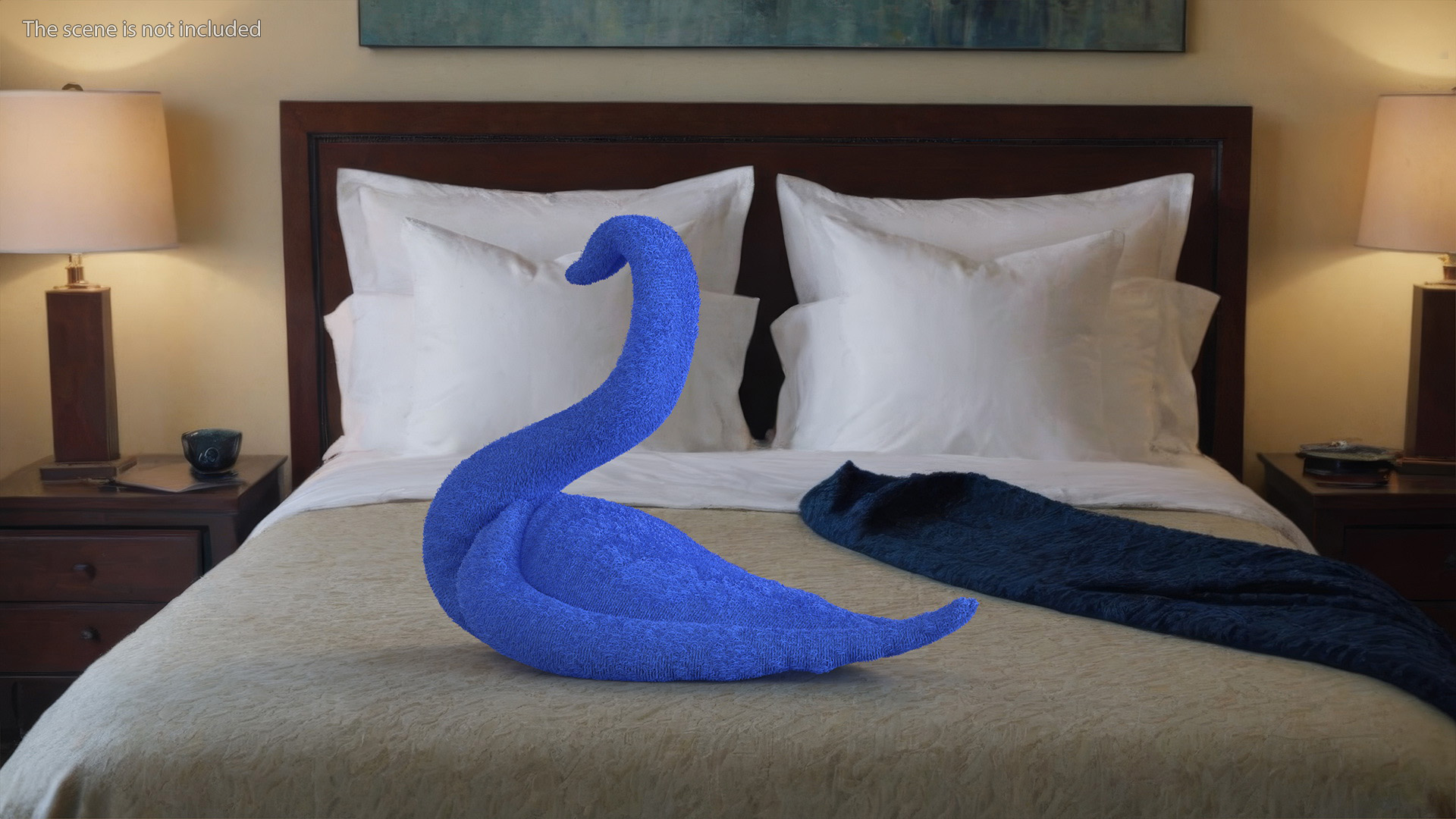 3D Designer Towel Blue Swan with Folded Wings Fur