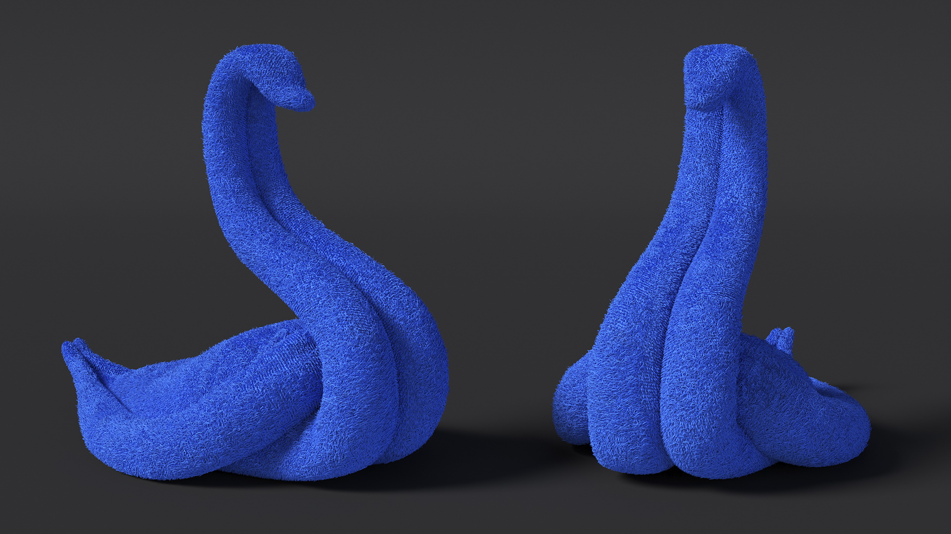 3D Designer Towel Blue Swan with Folded Wings Fur