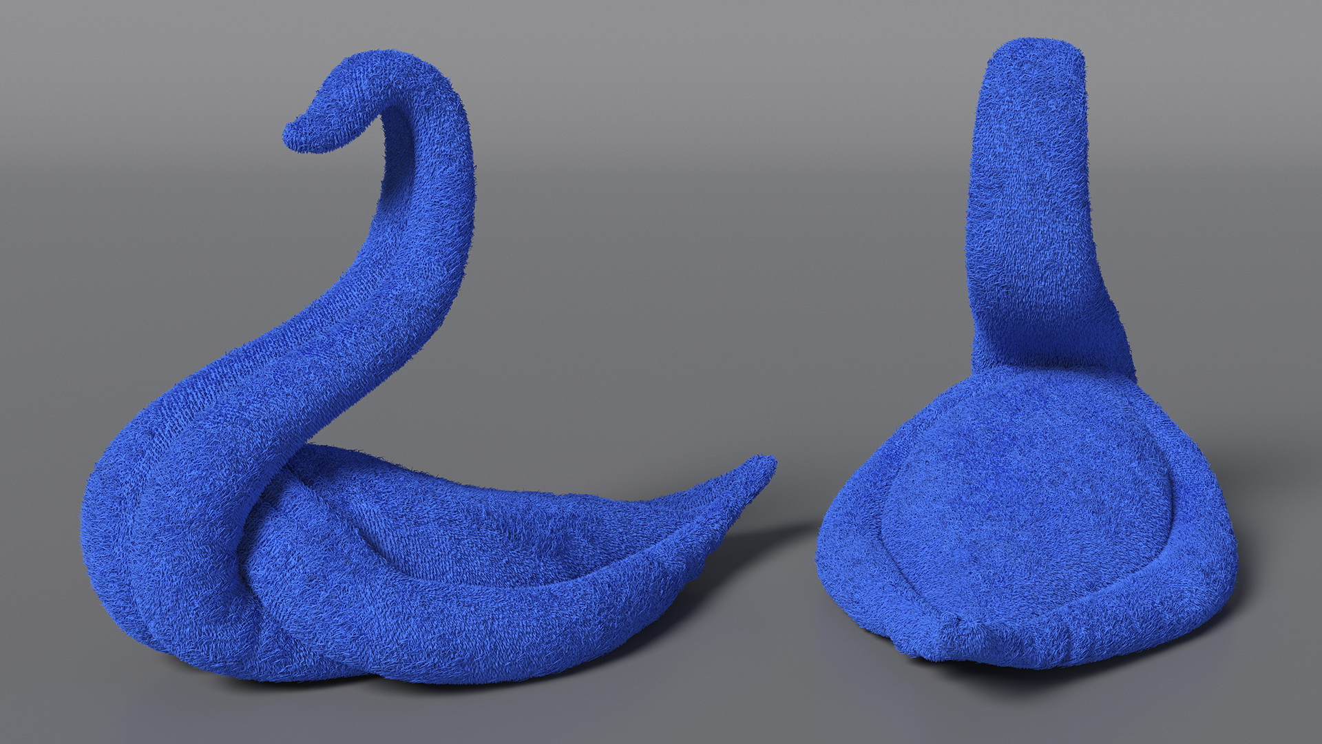 3D Designer Towel Blue Swan with Folded Wings Fur