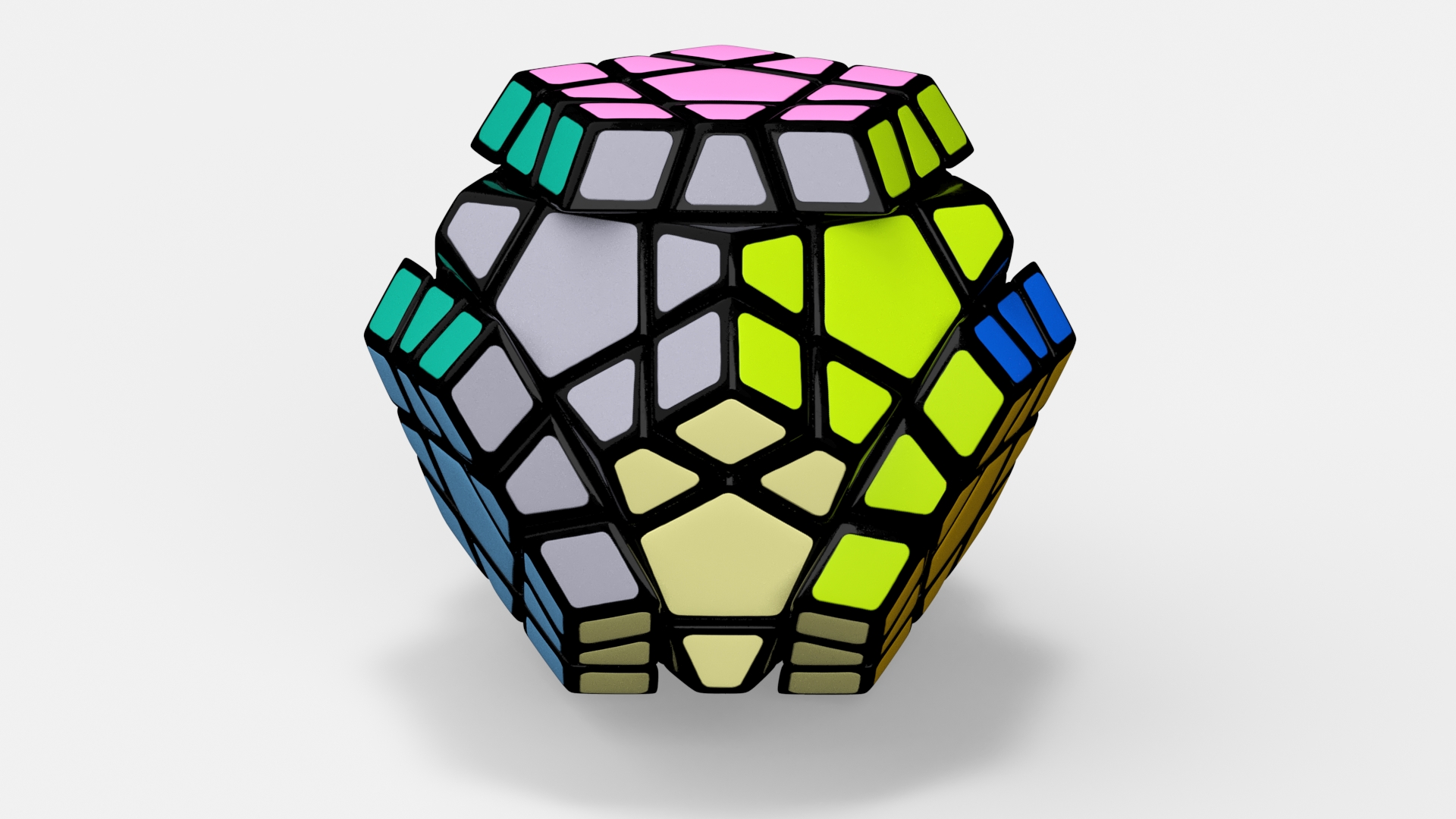 3D Subassembled Rubik Megaminx Puzzle Toy model