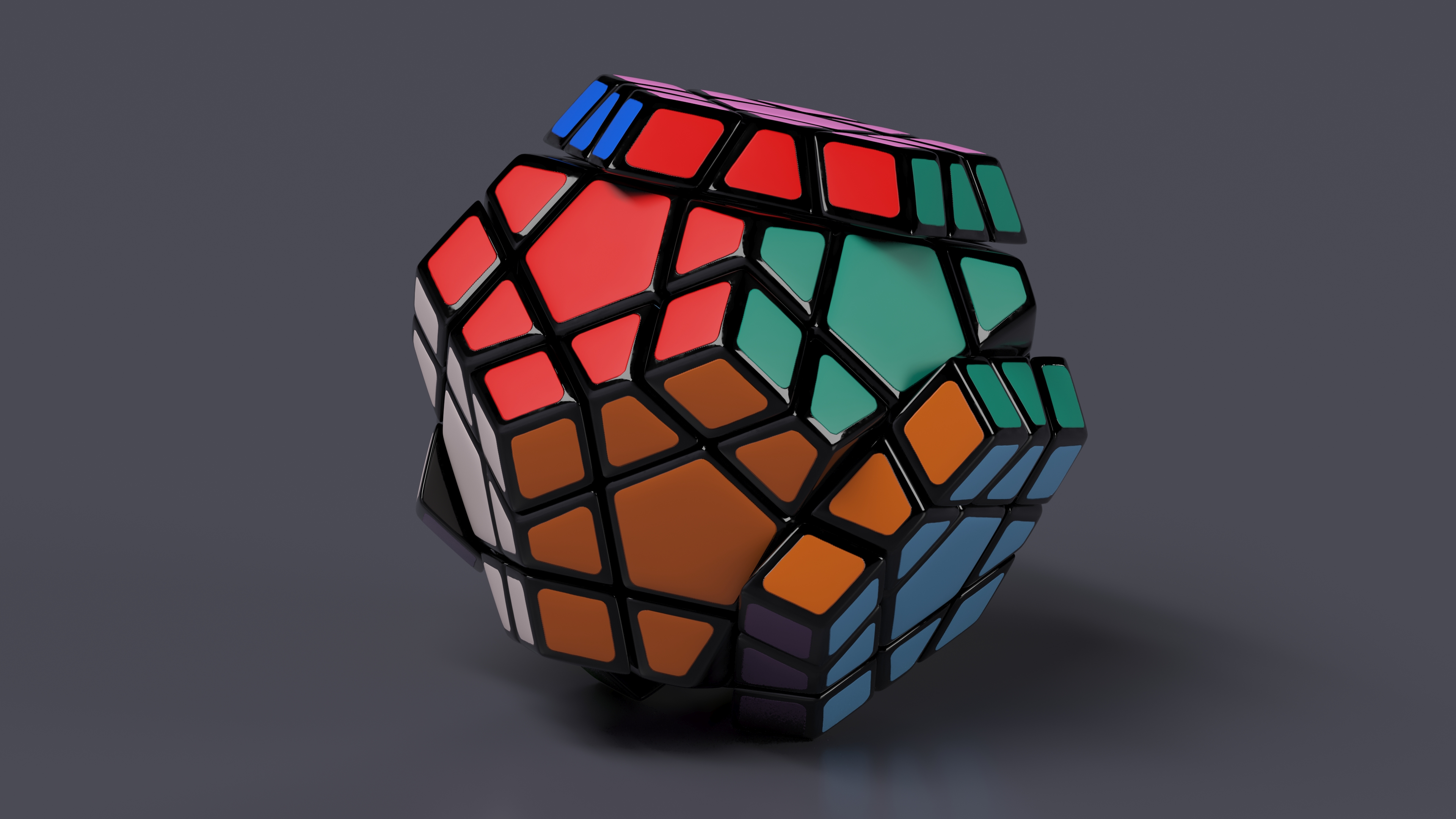 3D Subassembled Rubik Megaminx Puzzle Toy model