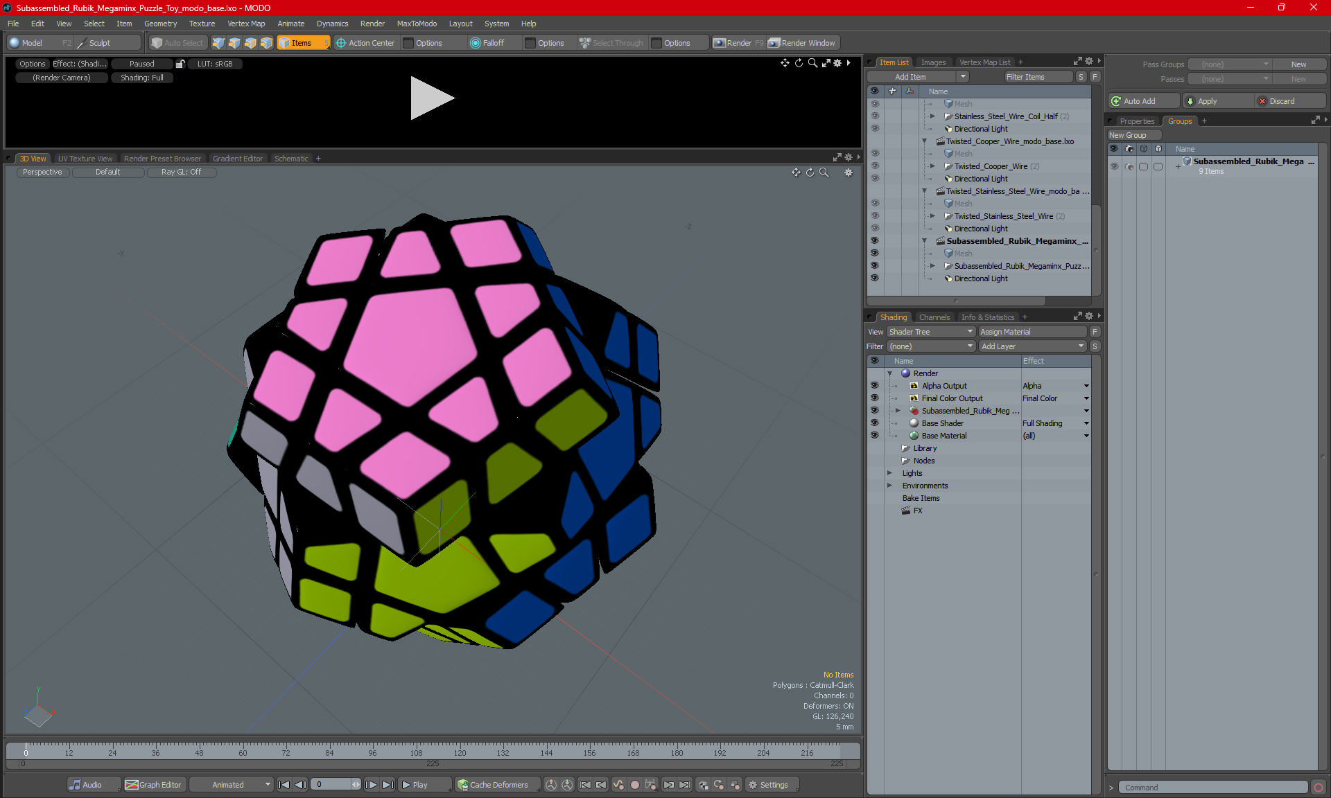 3D Subassembled Rubik Megaminx Puzzle Toy model