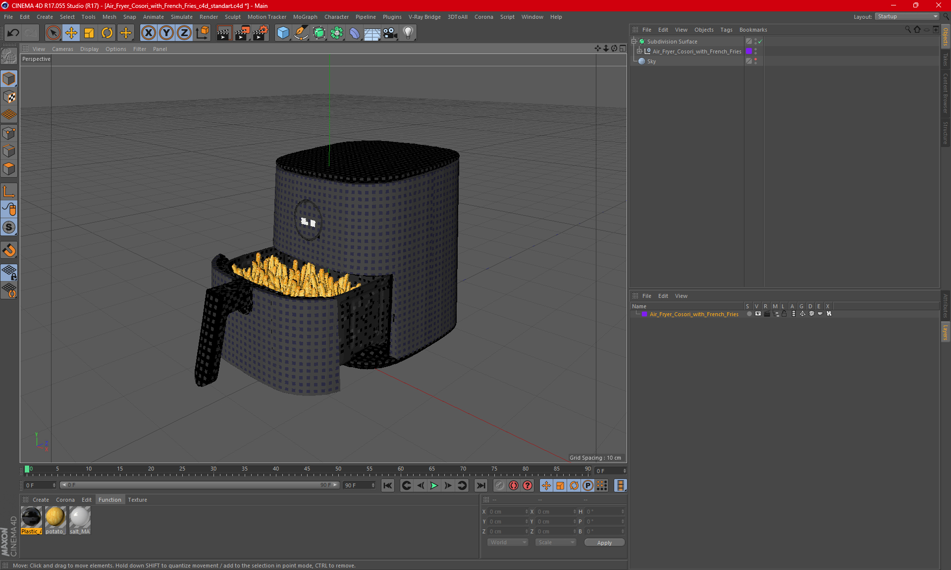Air Fryer Cosori with French Fries 3D model