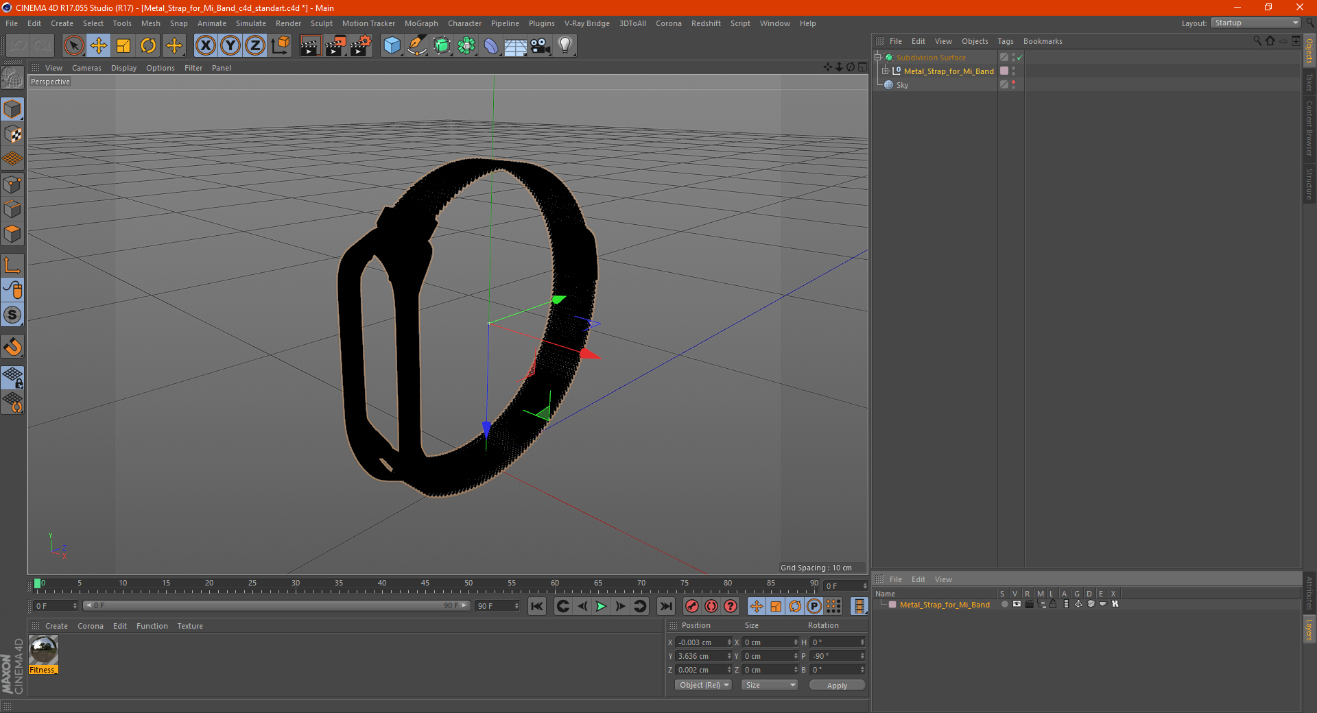 3D Metal Strap for Mi Band model