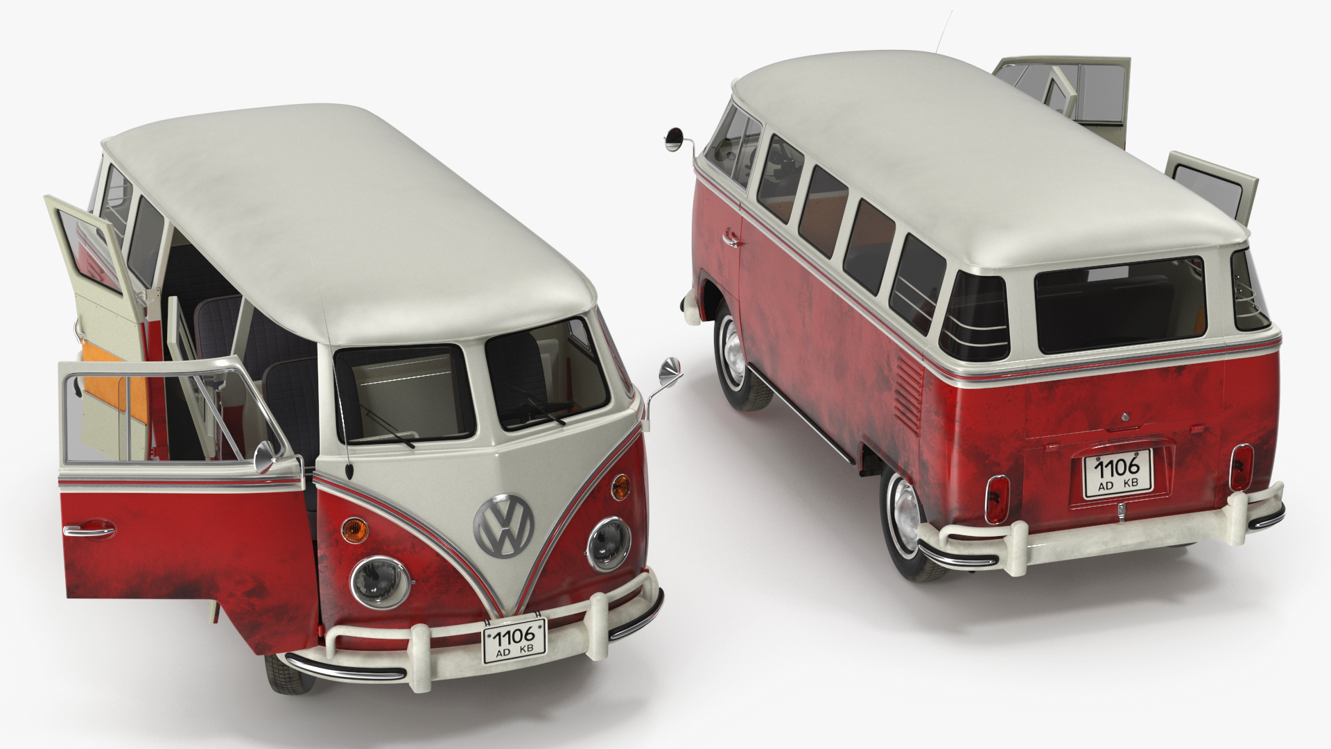 3D Classic Volkswagen Type 2 Bus Rigged