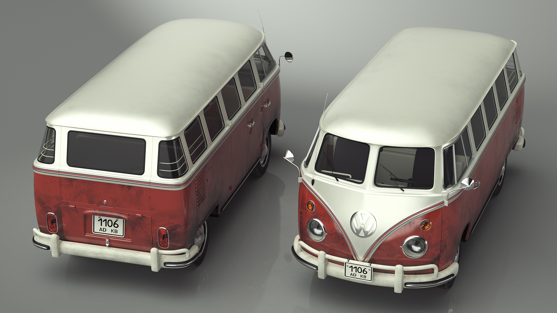 3D Classic Volkswagen Type 2 Bus Rigged