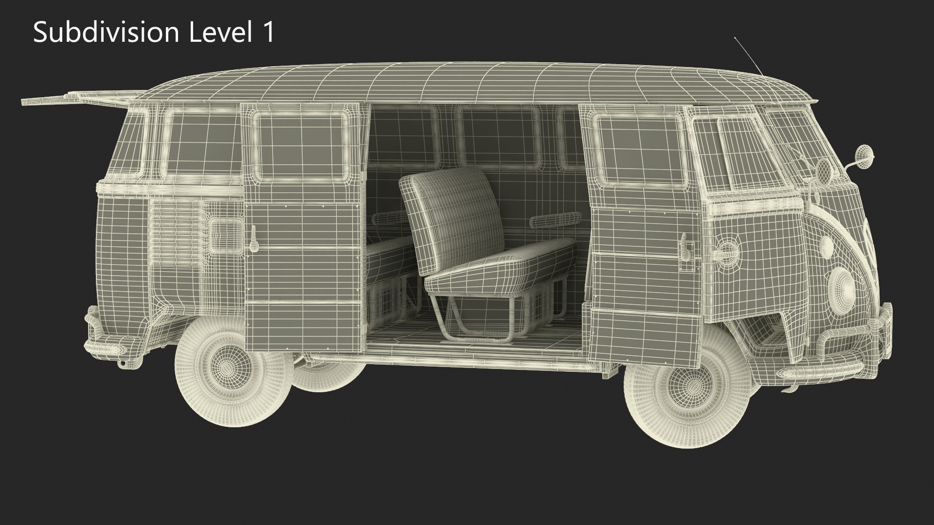 3D Classic Volkswagen Type 2 Bus Rigged