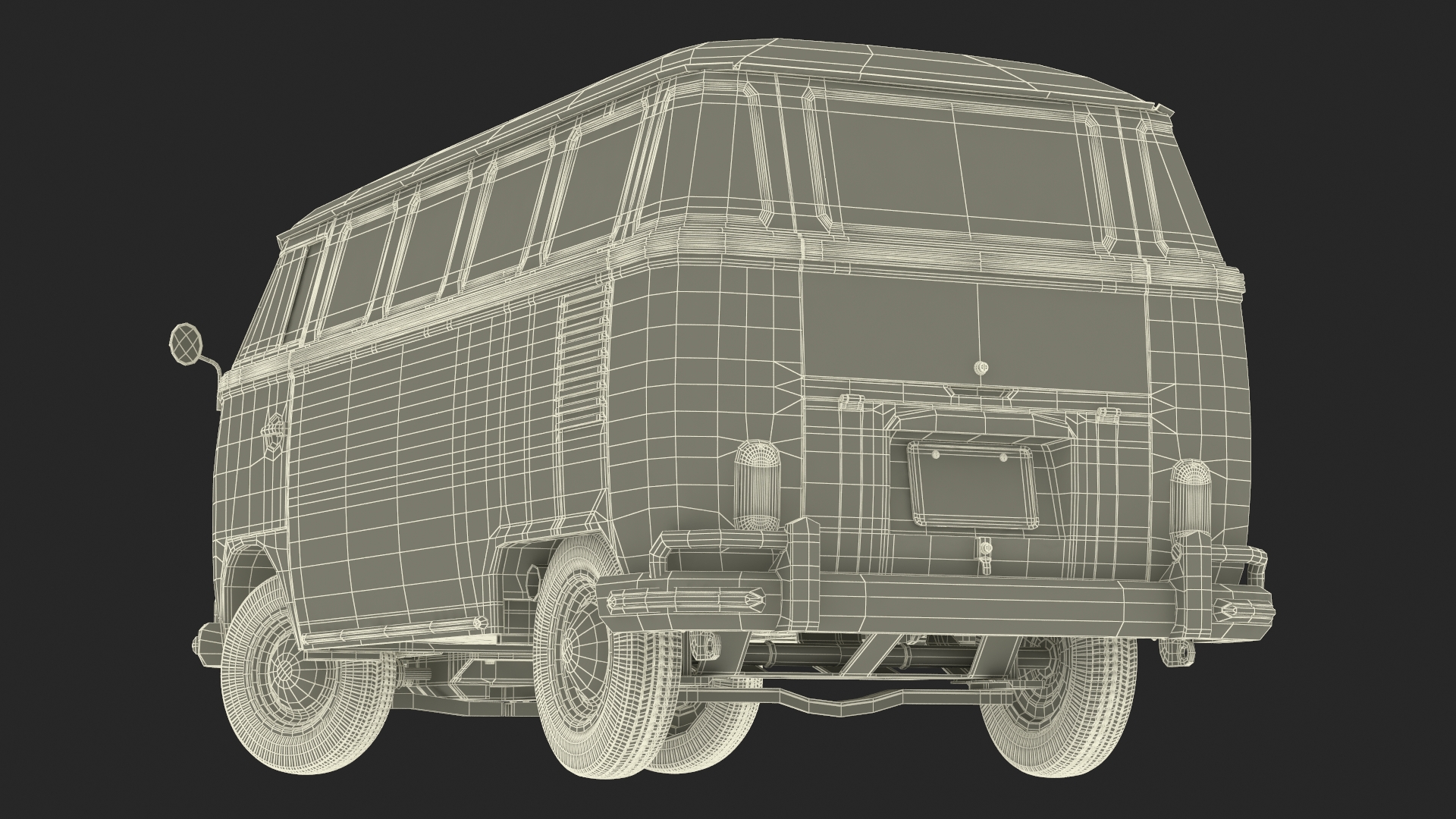 3D Classic Volkswagen Type 2 Bus Rigged