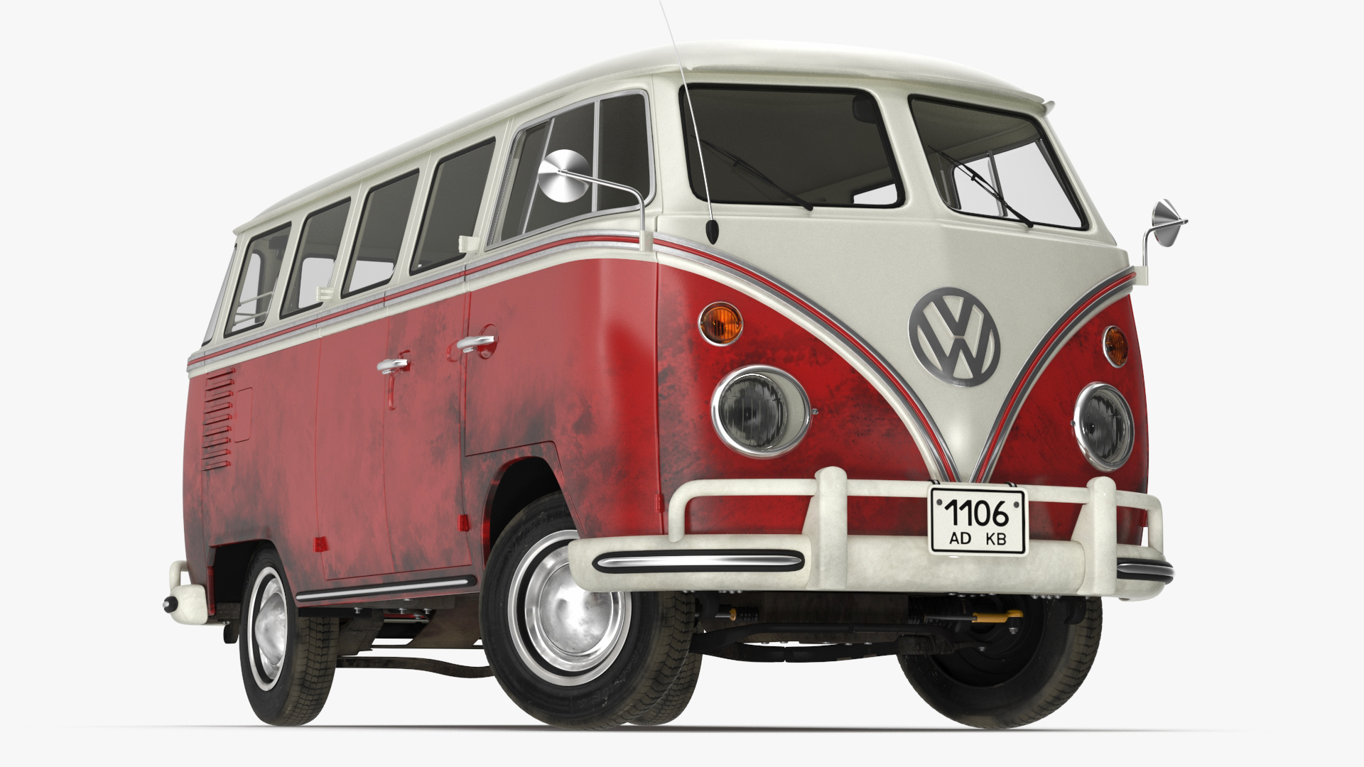 3D Classic Volkswagen Type 2 Bus Rigged
