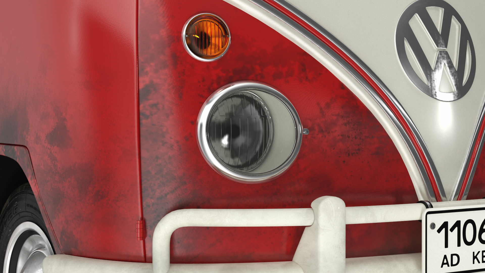 3D Classic Volkswagen Type 2 Bus Rigged