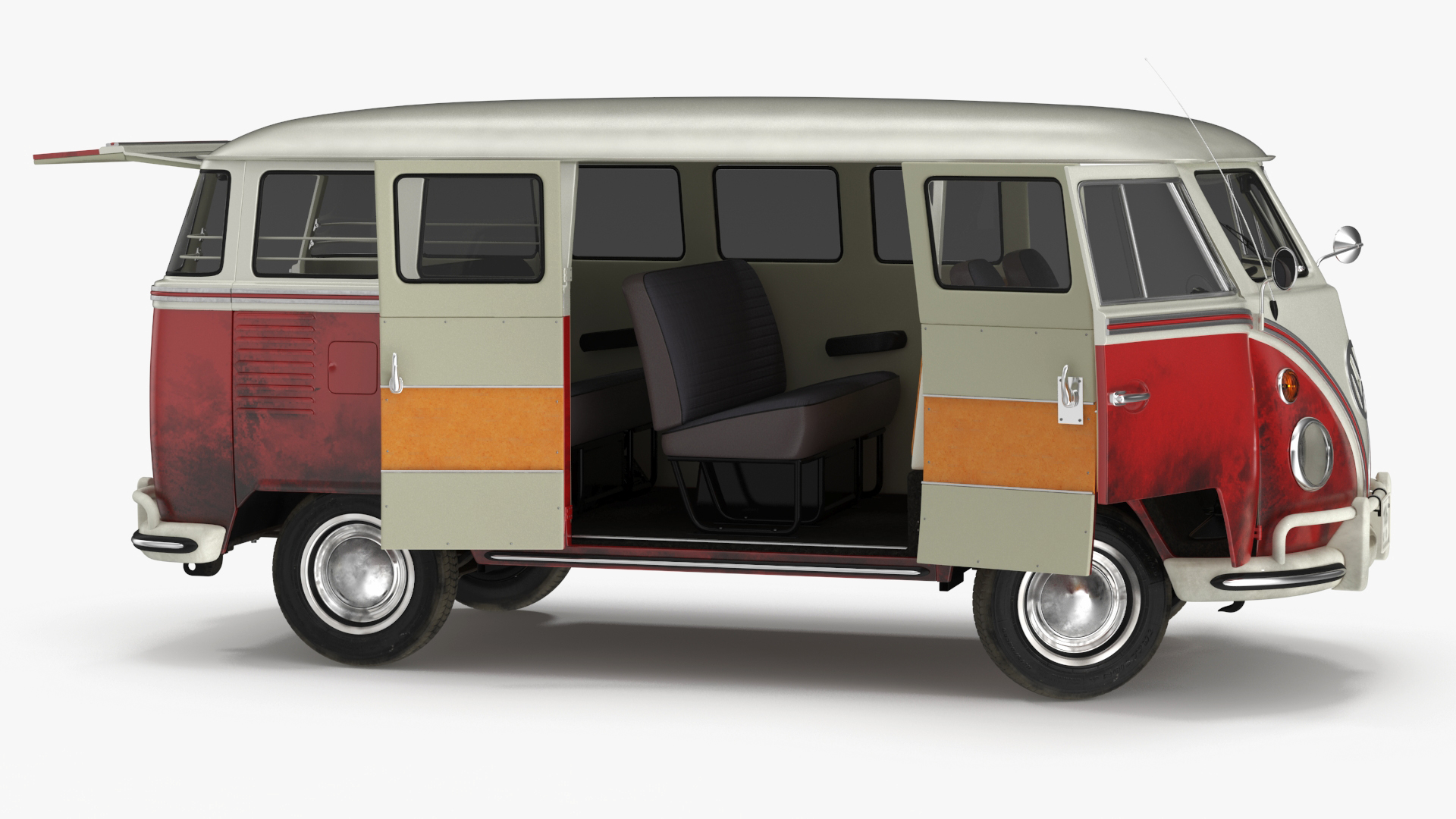 3D Classic Volkswagen Type 2 Bus Rigged