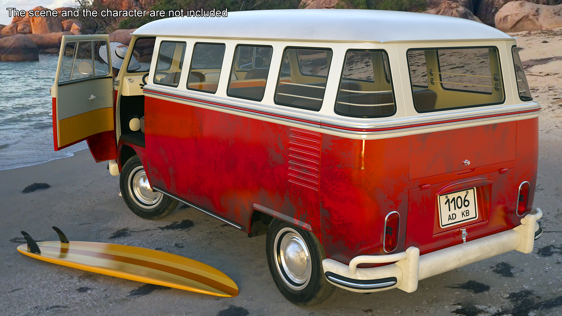3D Classic Volkswagen Type 2 Bus Rigged