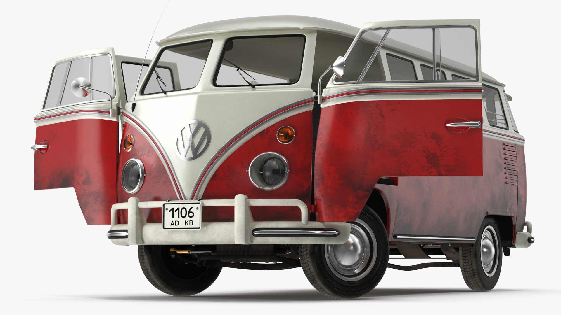 3D Classic Volkswagen Type 2 Bus Rigged
