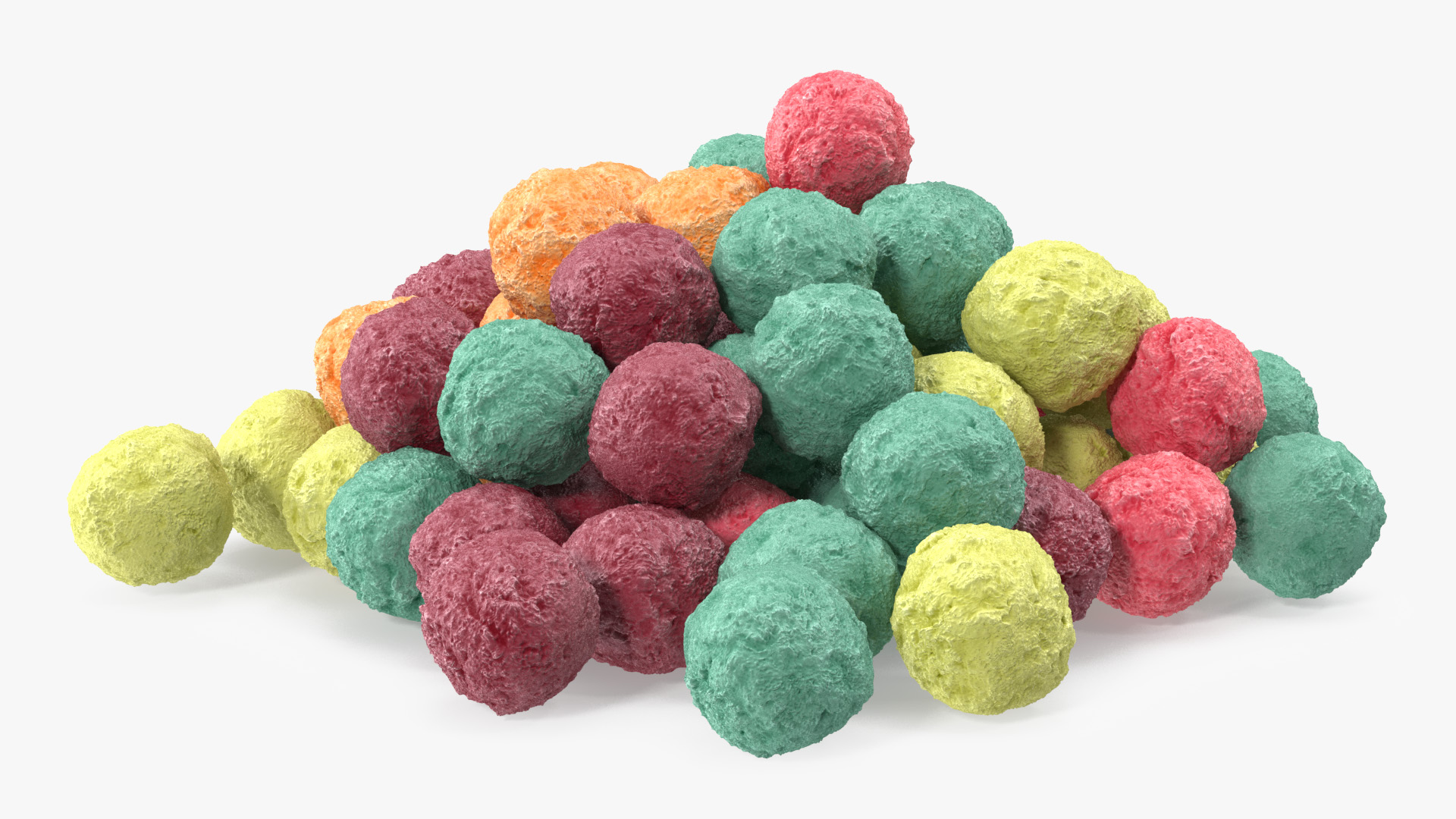 Pile of Colorful Cereal Balls 3D model