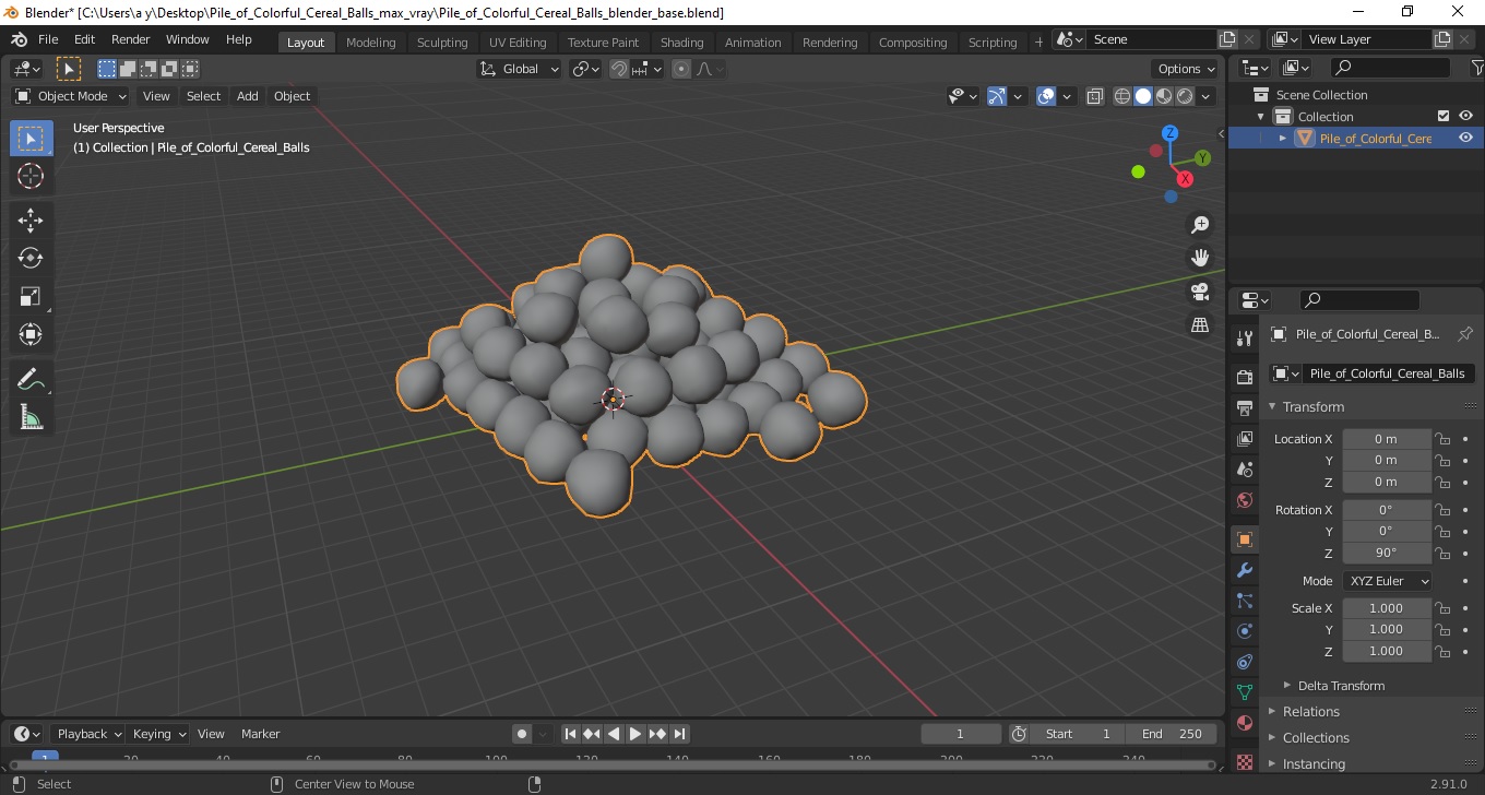 Pile of Colorful Cereal Balls 3D model
