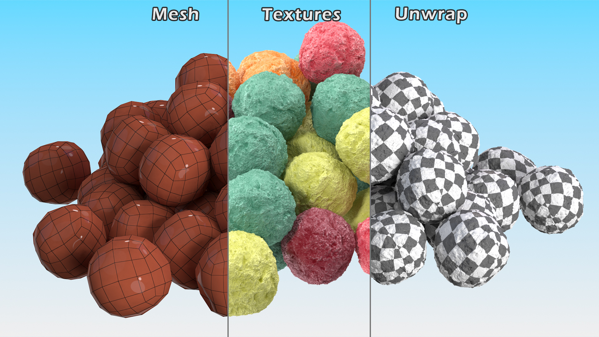 Pile of Colorful Cereal Balls 3D model