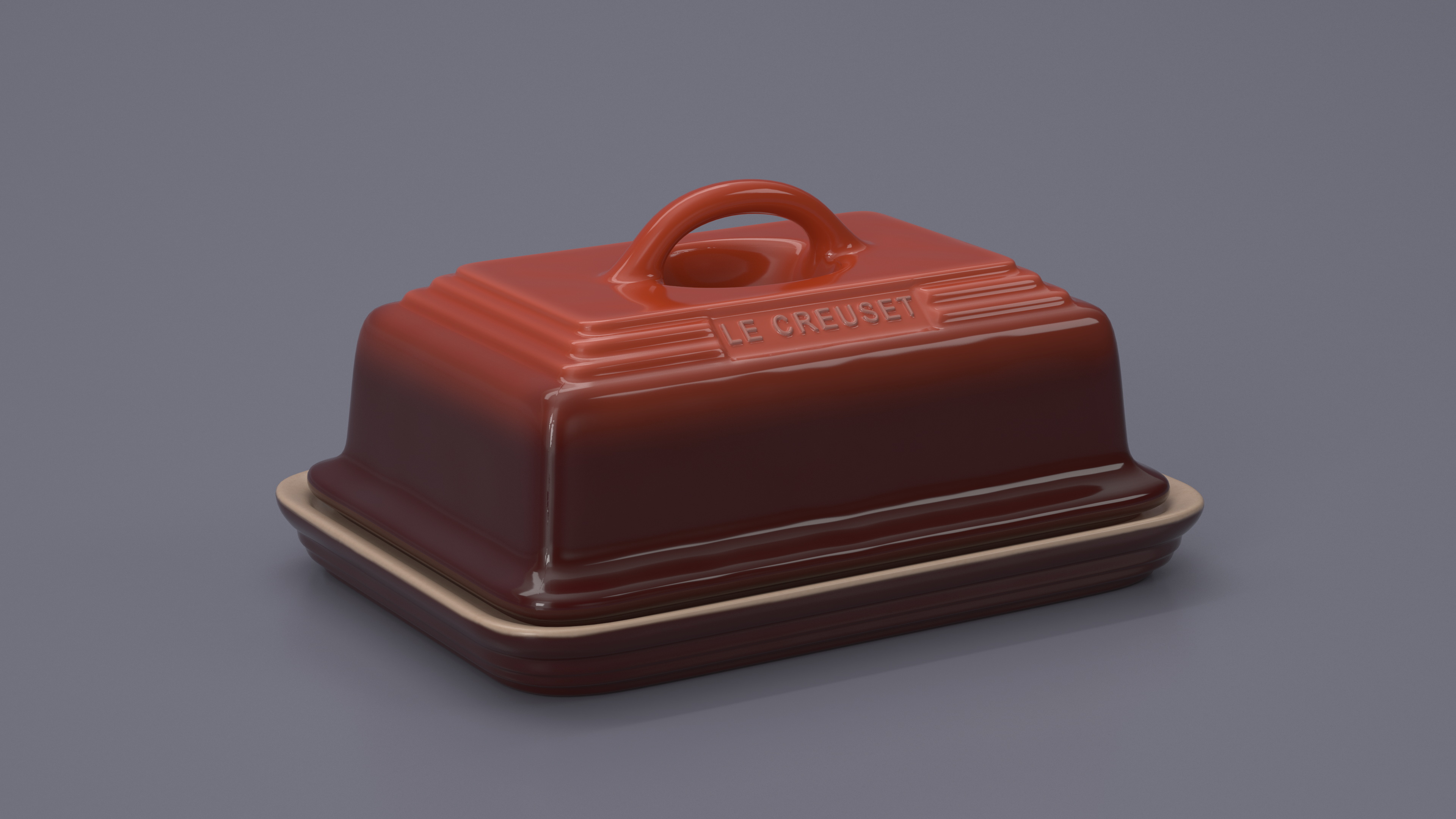 3D Butter Dish Le Creuset Red