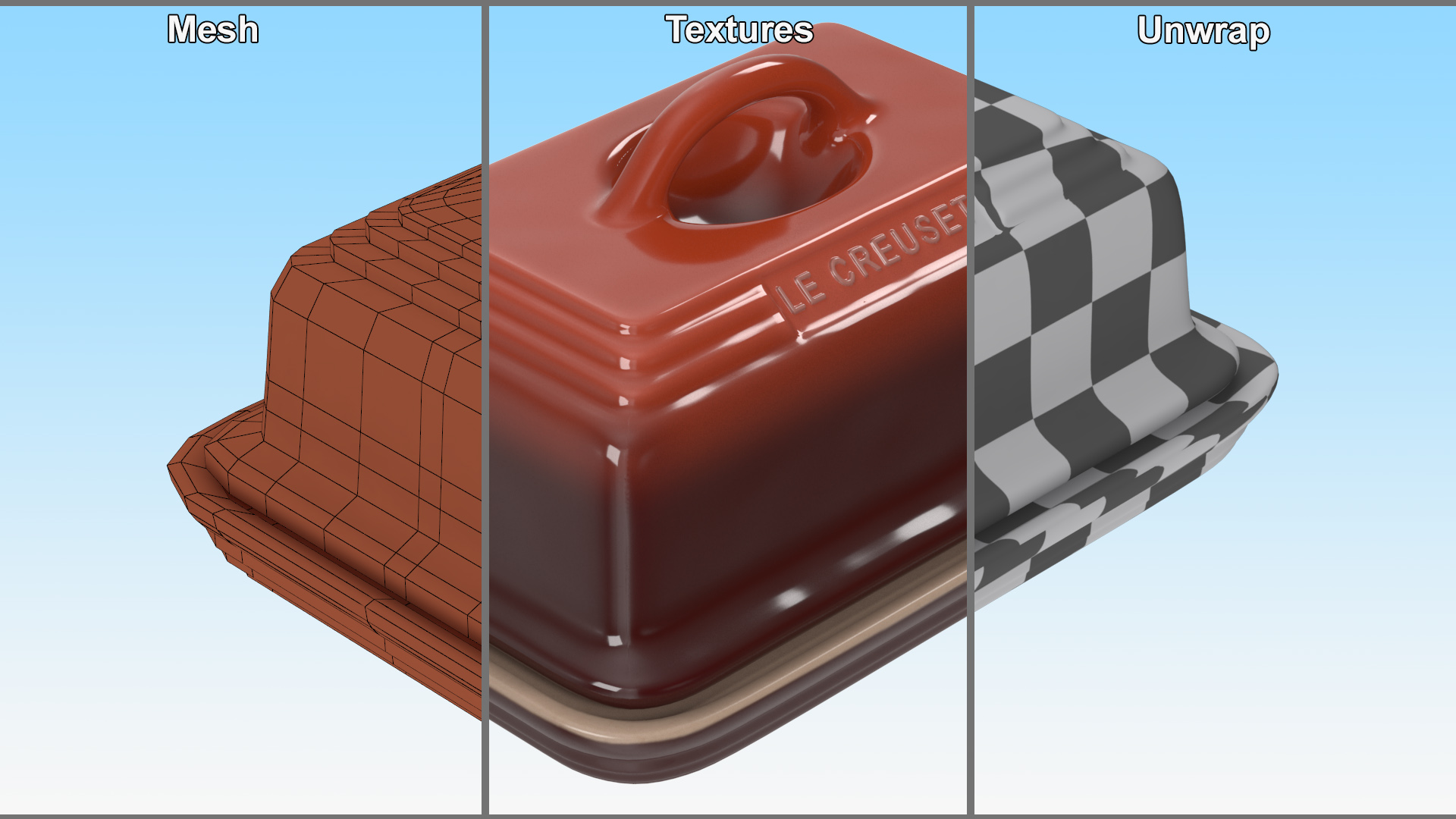 3D Butter Dish Le Creuset Red