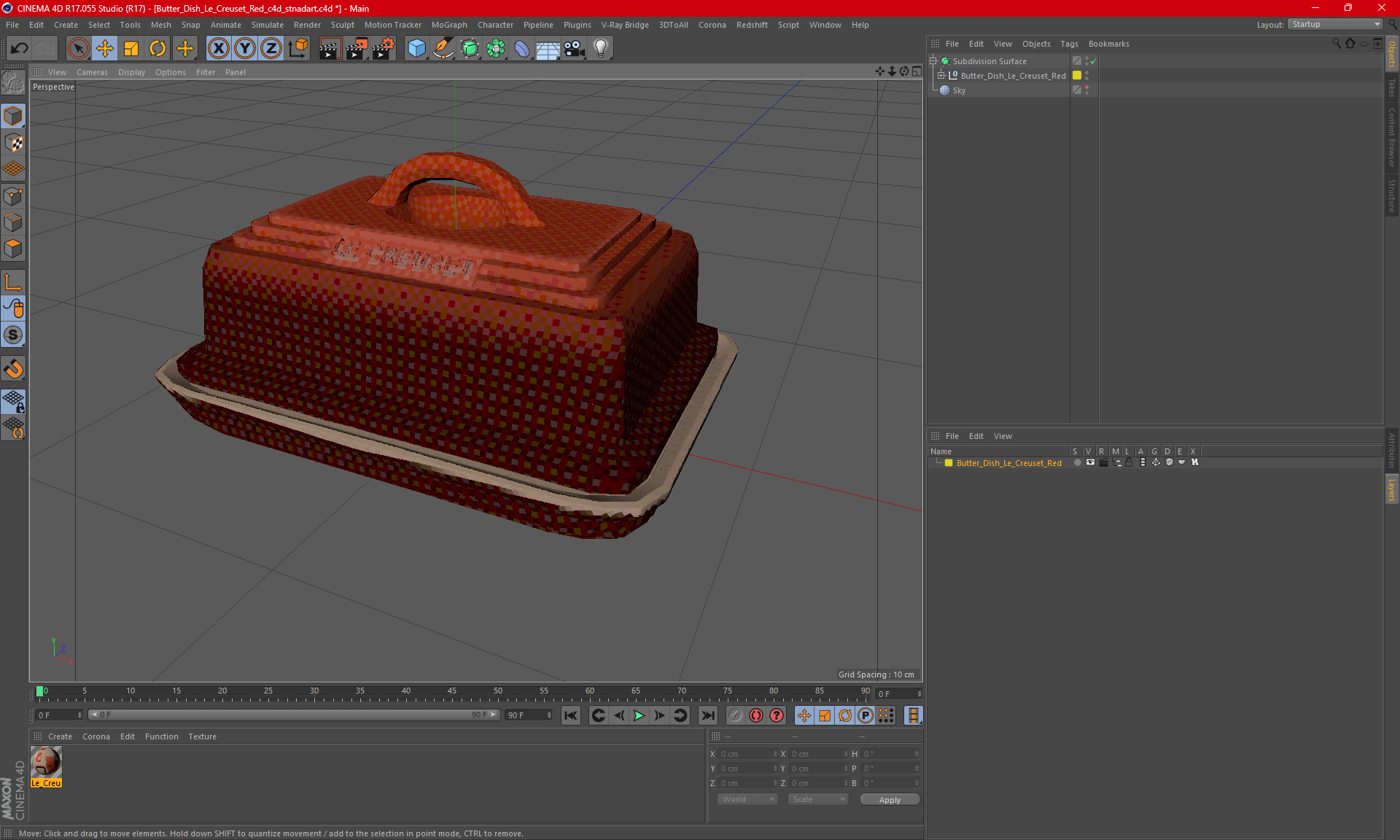 3D Butter Dish Le Creuset Red