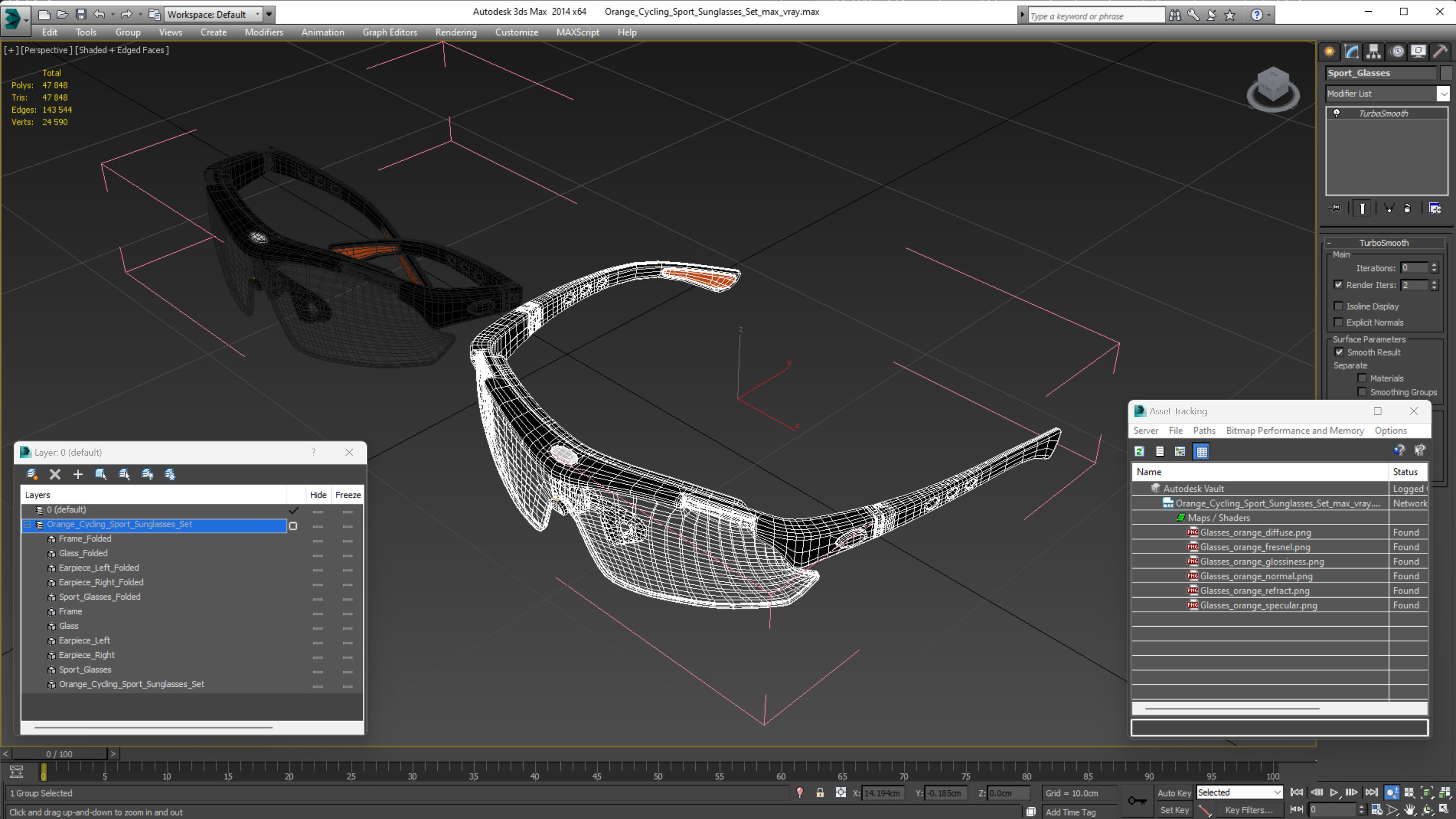 3D model Orange Cycling Sport Sunglasses Set