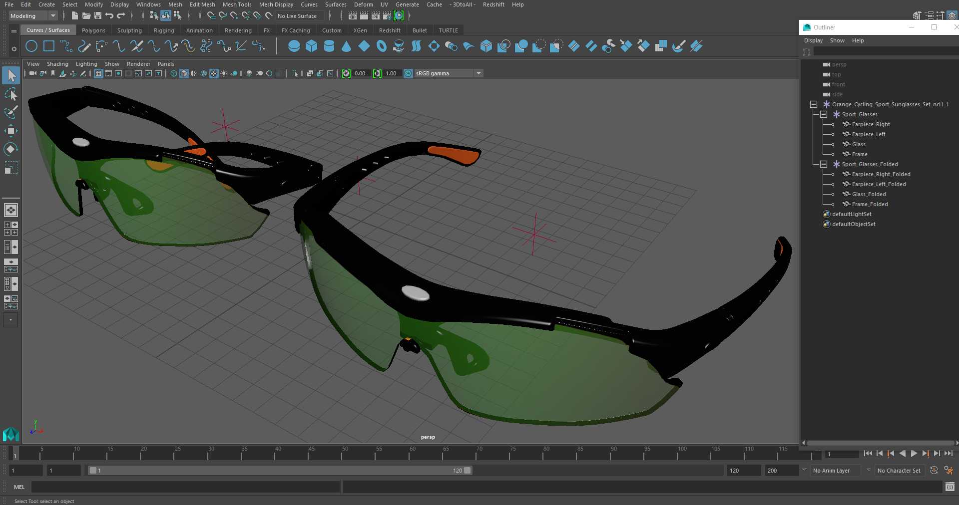 3D model Orange Cycling Sport Sunglasses Set