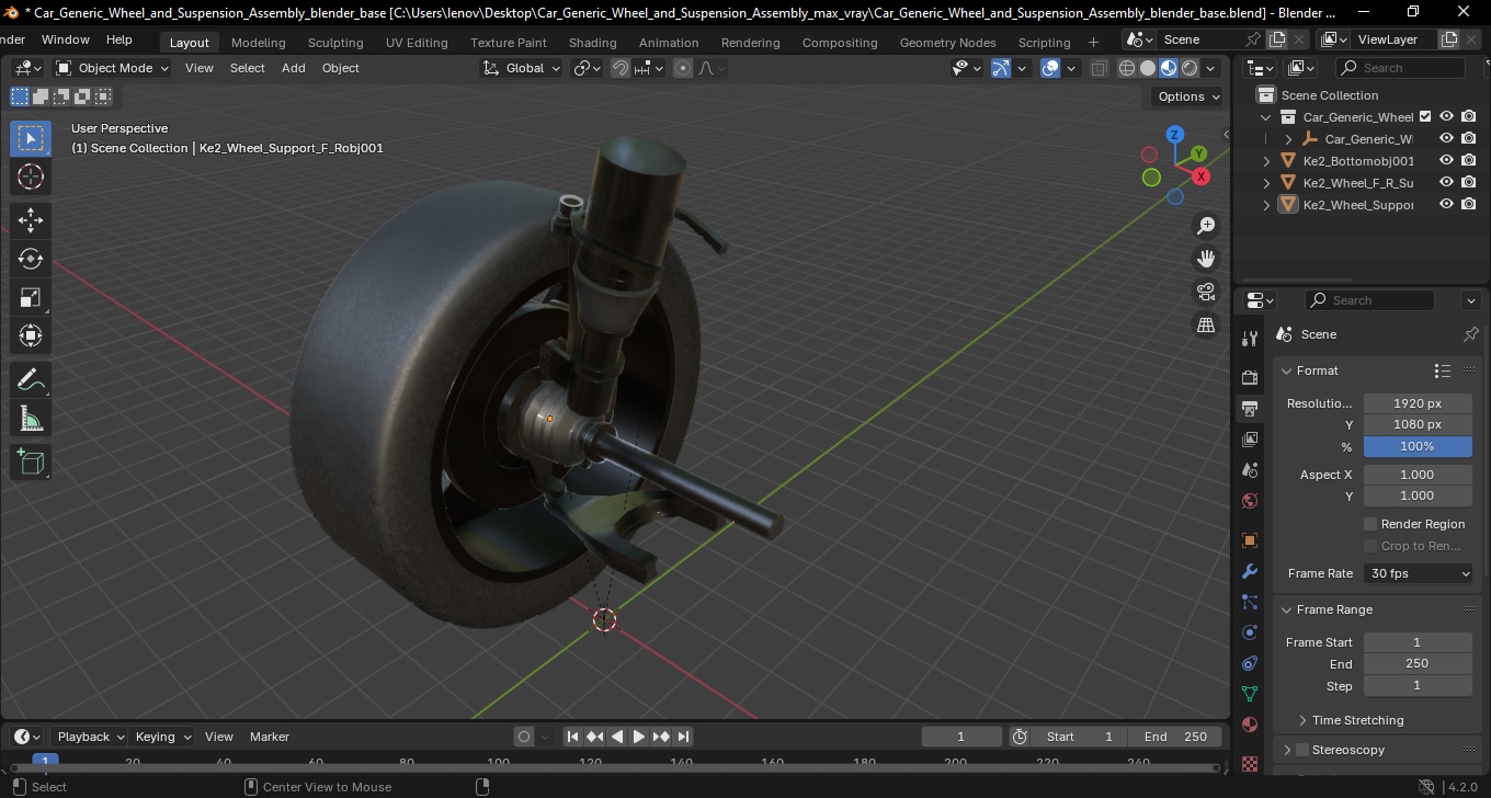3D Car Wheel and Suspension Assembly model