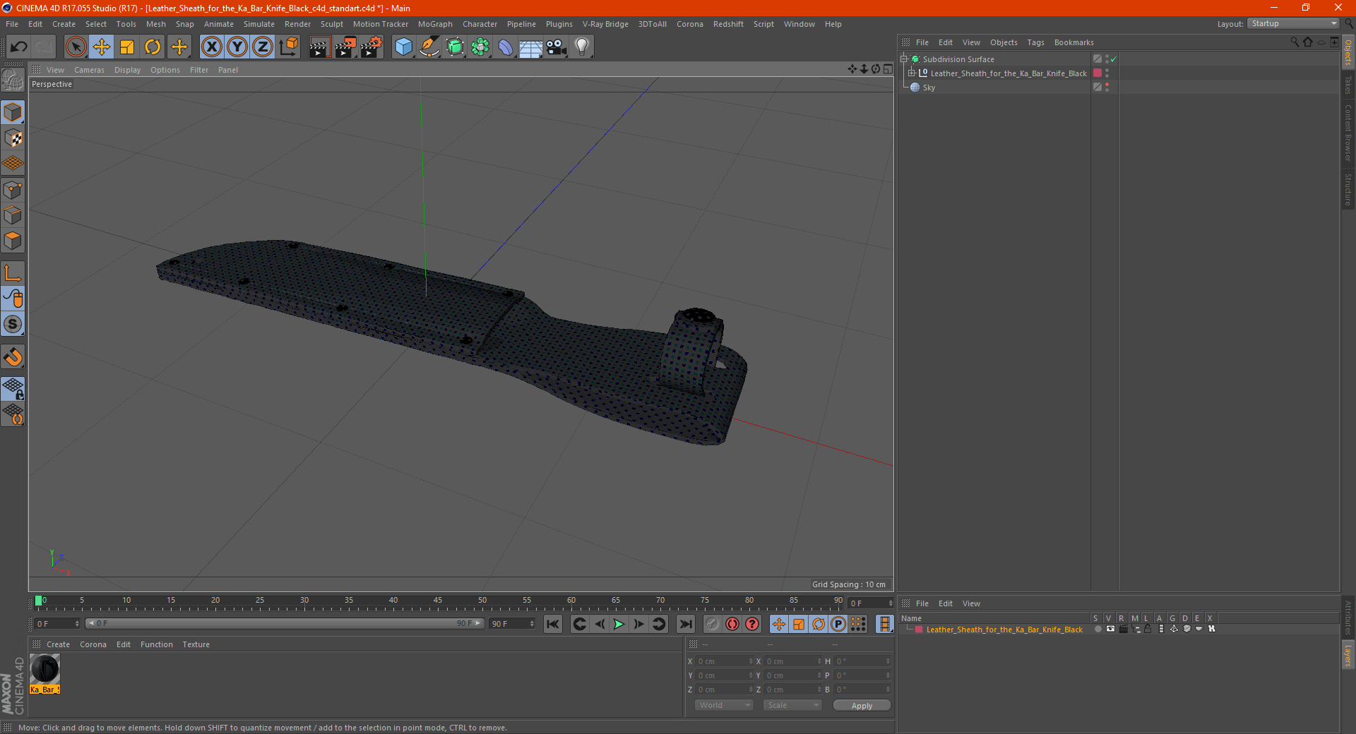 3D Leather Sheath for the Ka Bar Knife Black