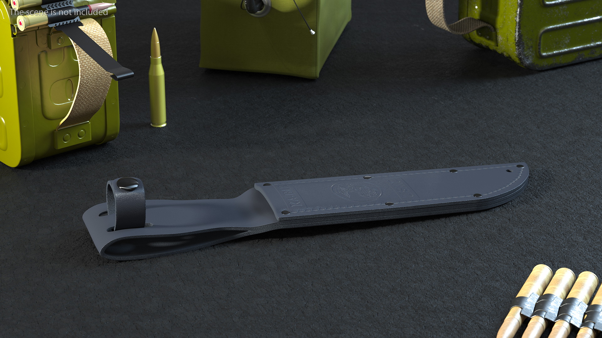 3D Leather Sheath for the Ka Bar Knife Black