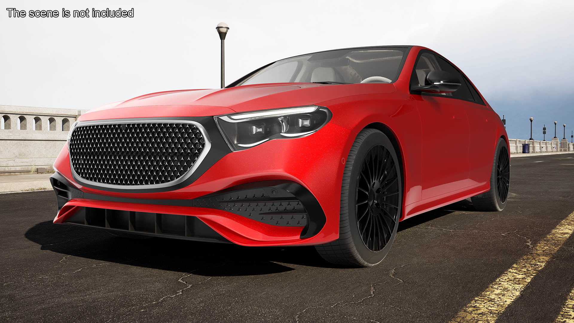 Luxury Car Red Sedan Rigged 3D