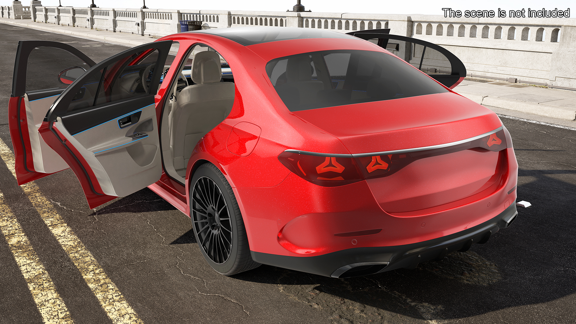 Luxury Car Red Sedan Rigged 3D