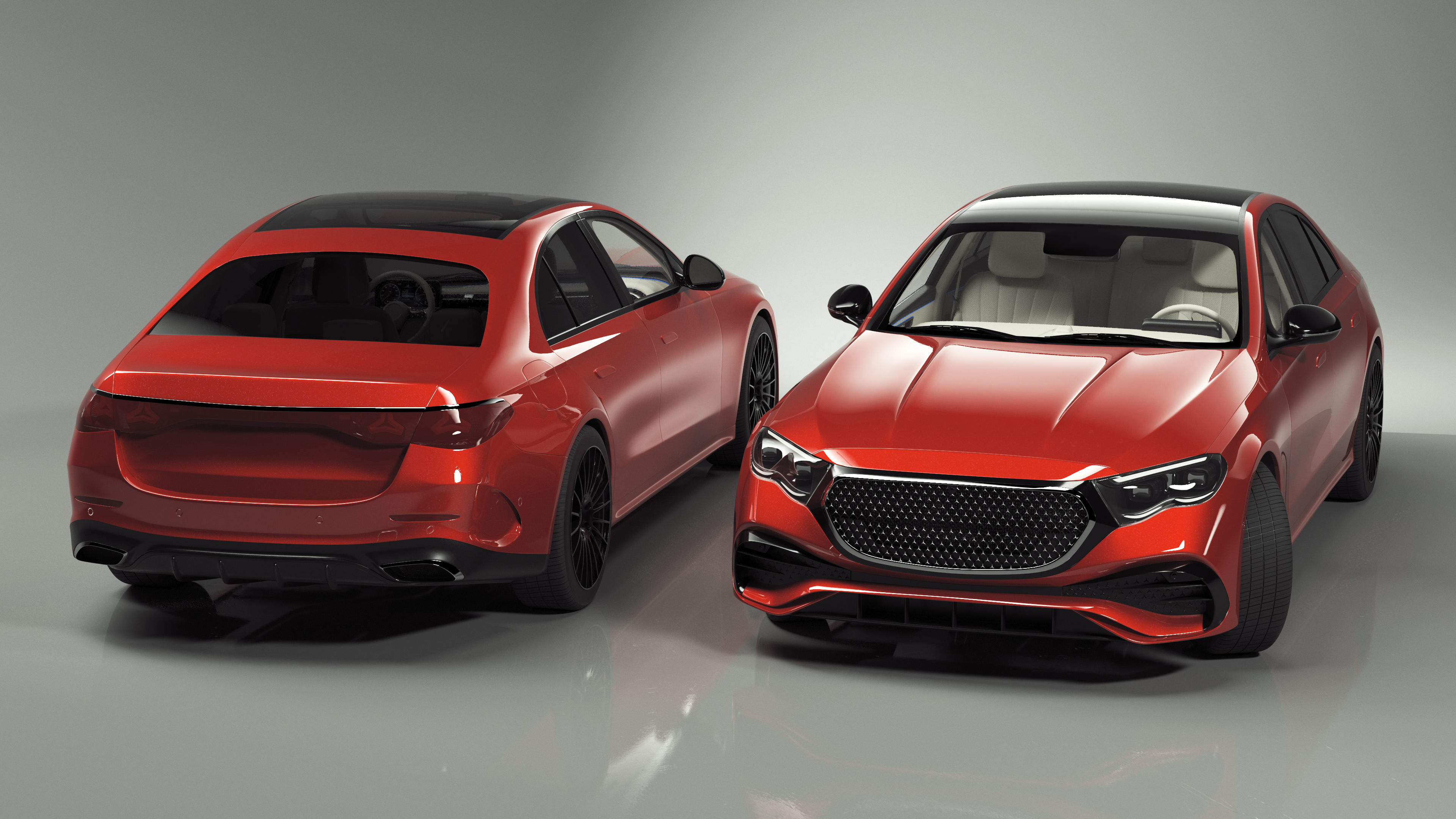 Luxury Car Red Sedan Rigged 3D