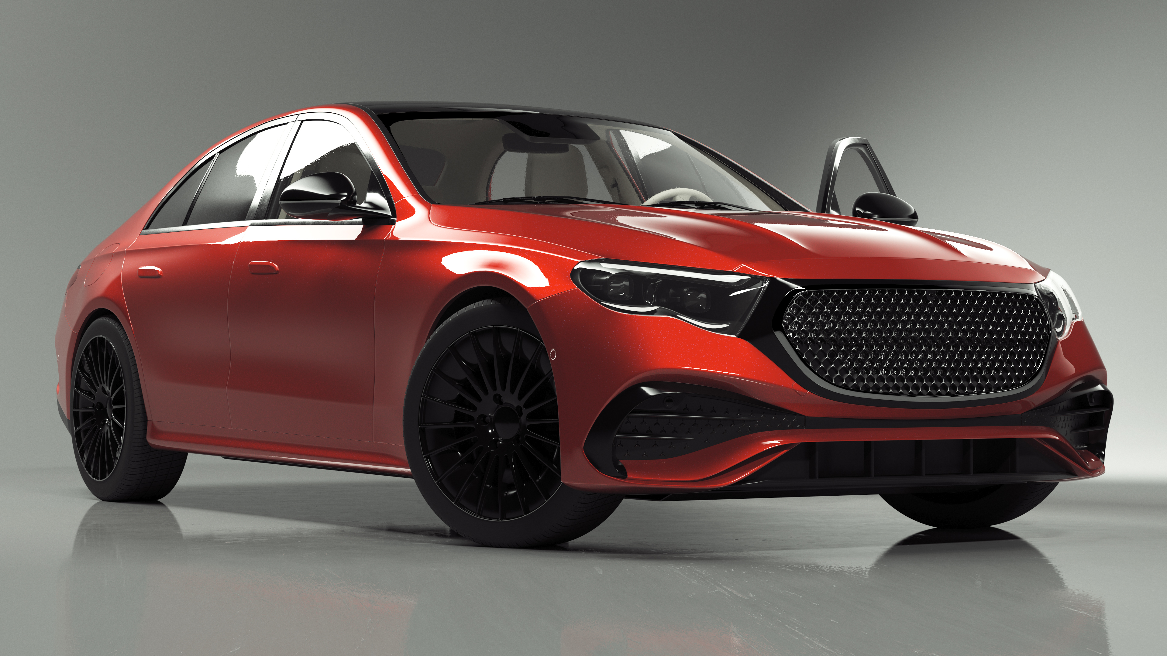 Luxury Car Red Sedan Rigged 3D