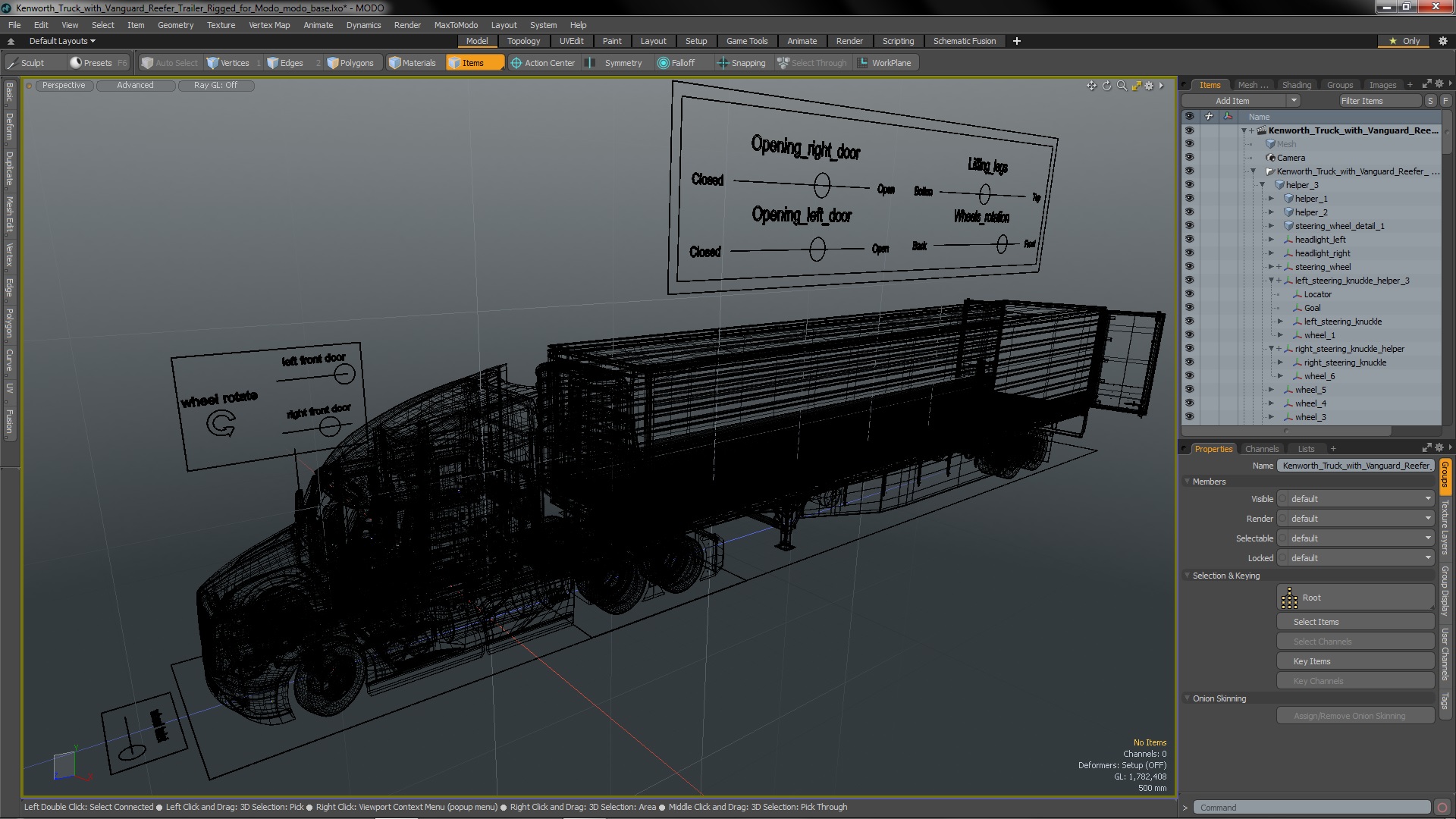 Kenworth Truck with Vanguard Reefer Trailer Rigged for Modo 3D model