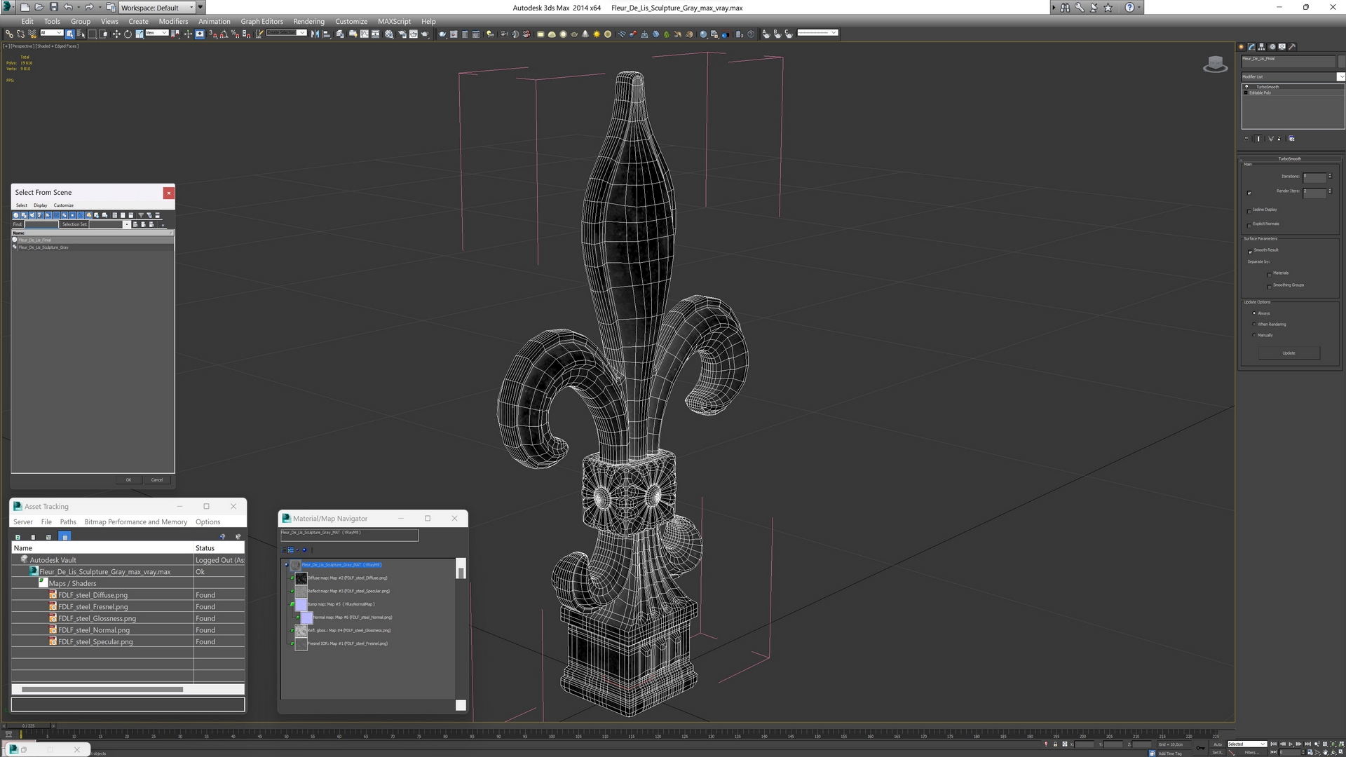 Fleur De Lis Sculpture Gray 3D