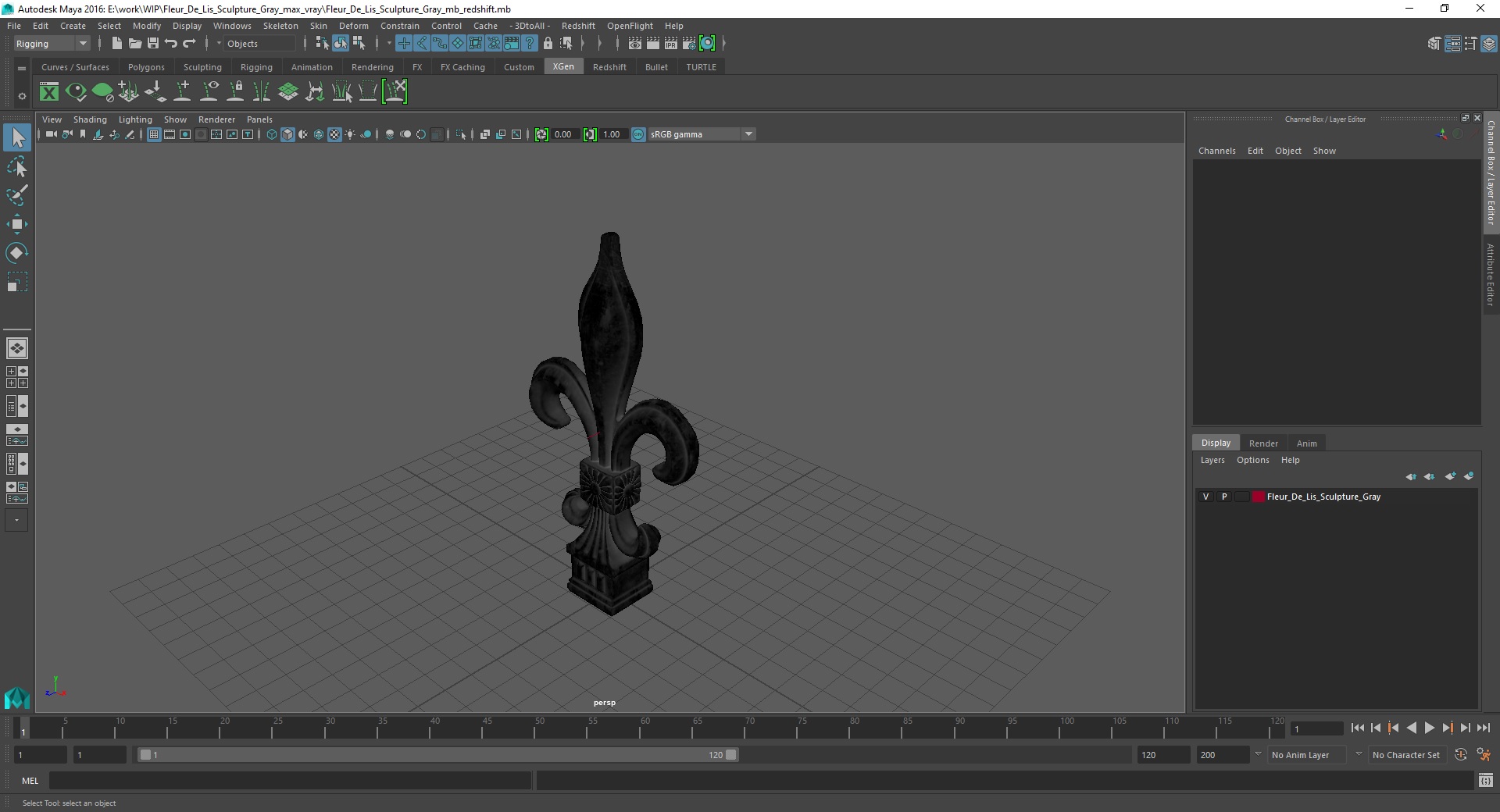 Fleur De Lis Sculpture Gray 3D