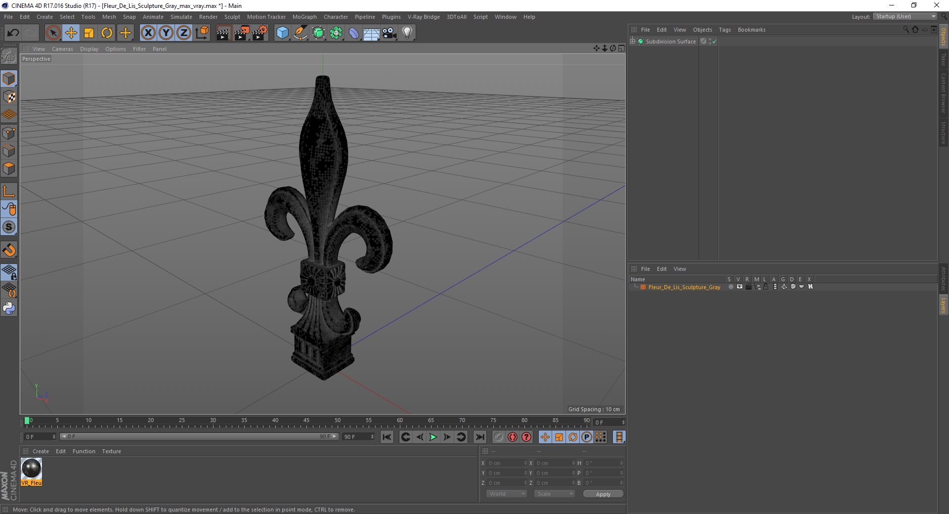 Fleur De Lis Sculpture Gray 3D
