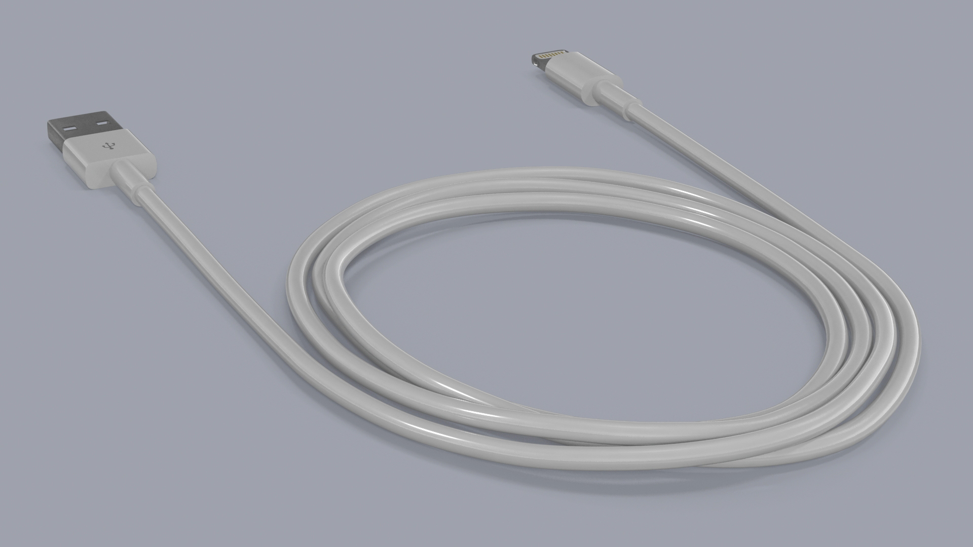Lightning Connector to USB Cable 3D