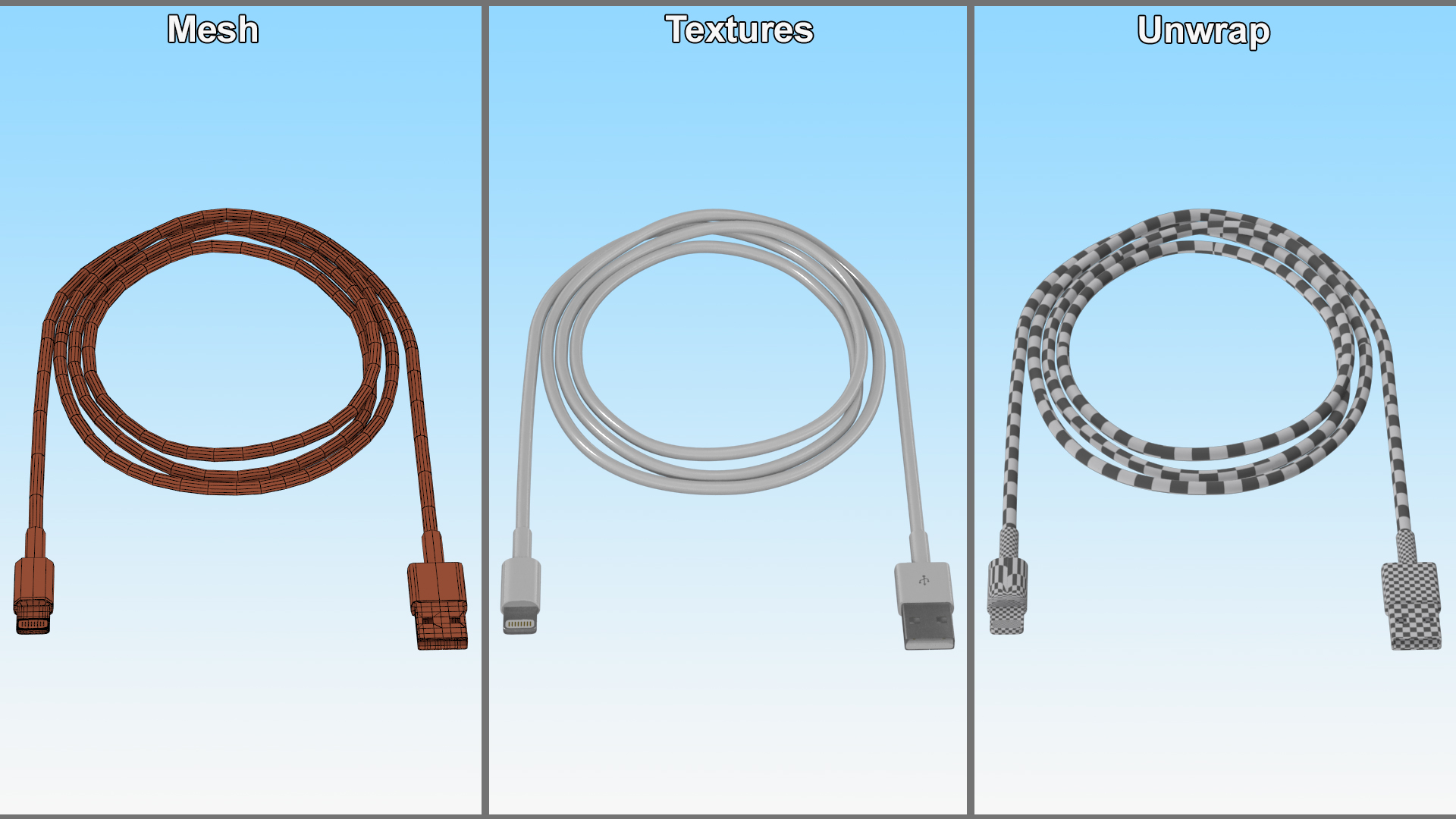 Lightning Connector to USB Cable 3D