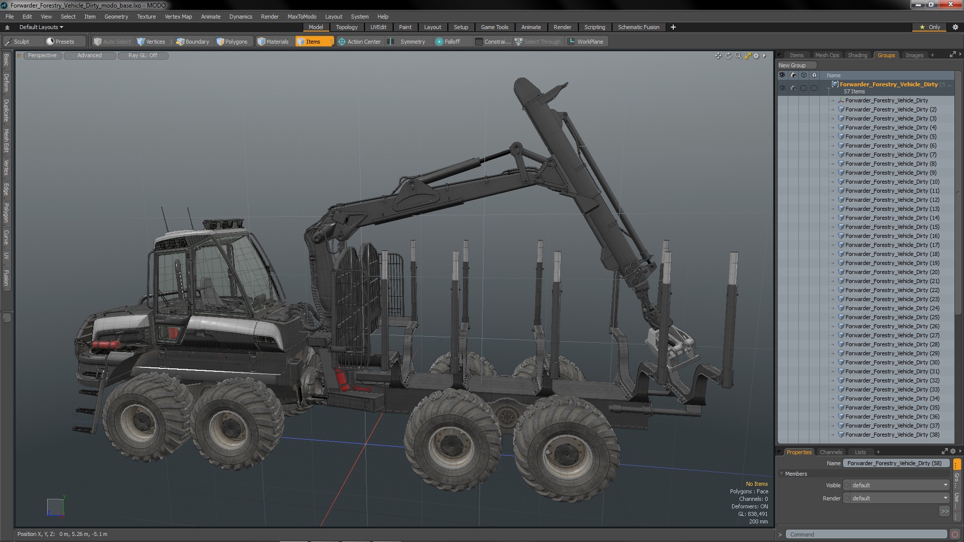 Forwarder Forestry Vehicle Dirty 3D