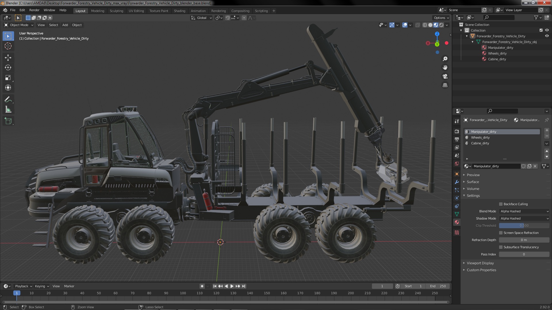 Forwarder Forestry Vehicle Dirty 3D