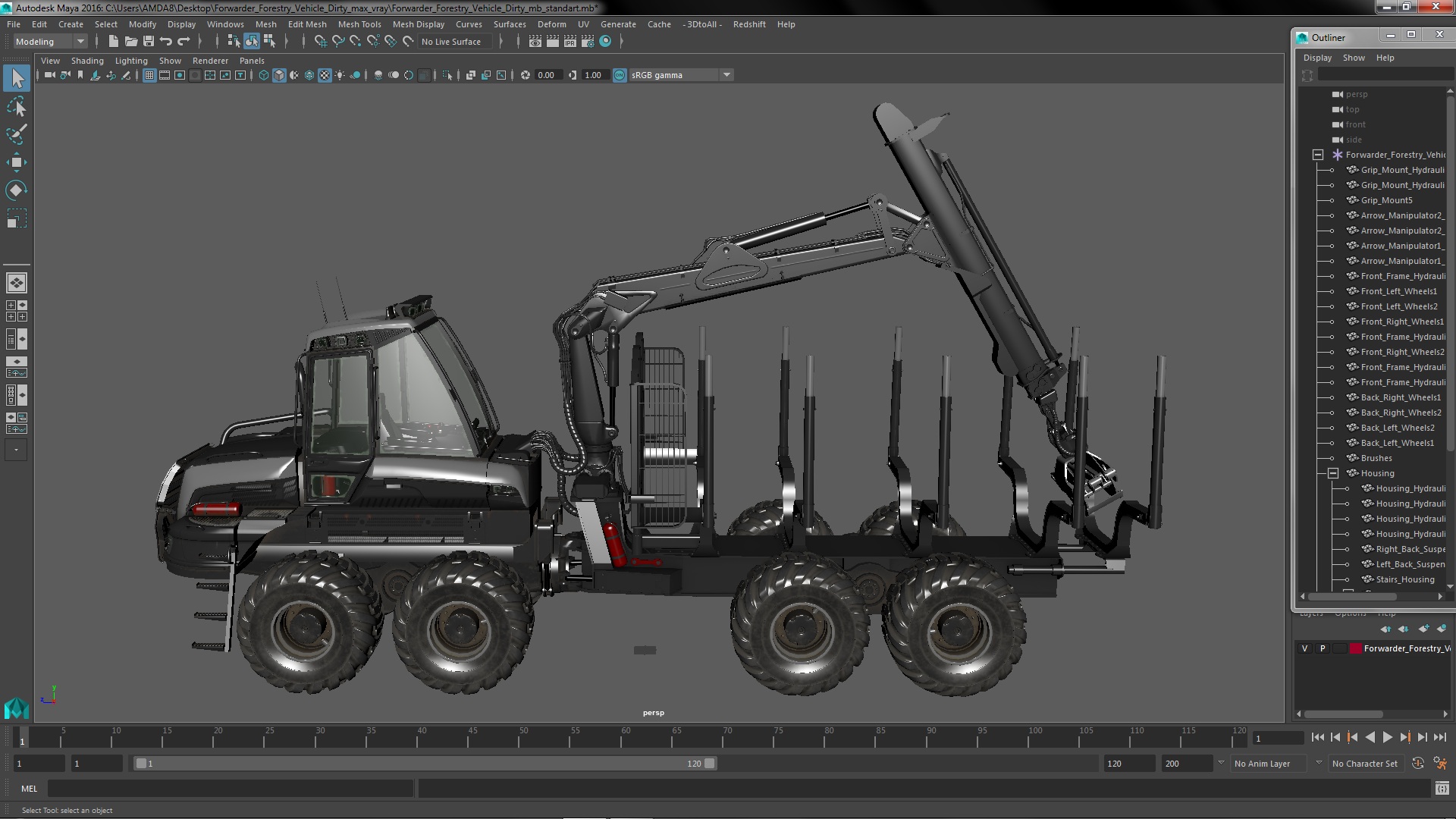 Forwarder Forestry Vehicle Dirty 3D