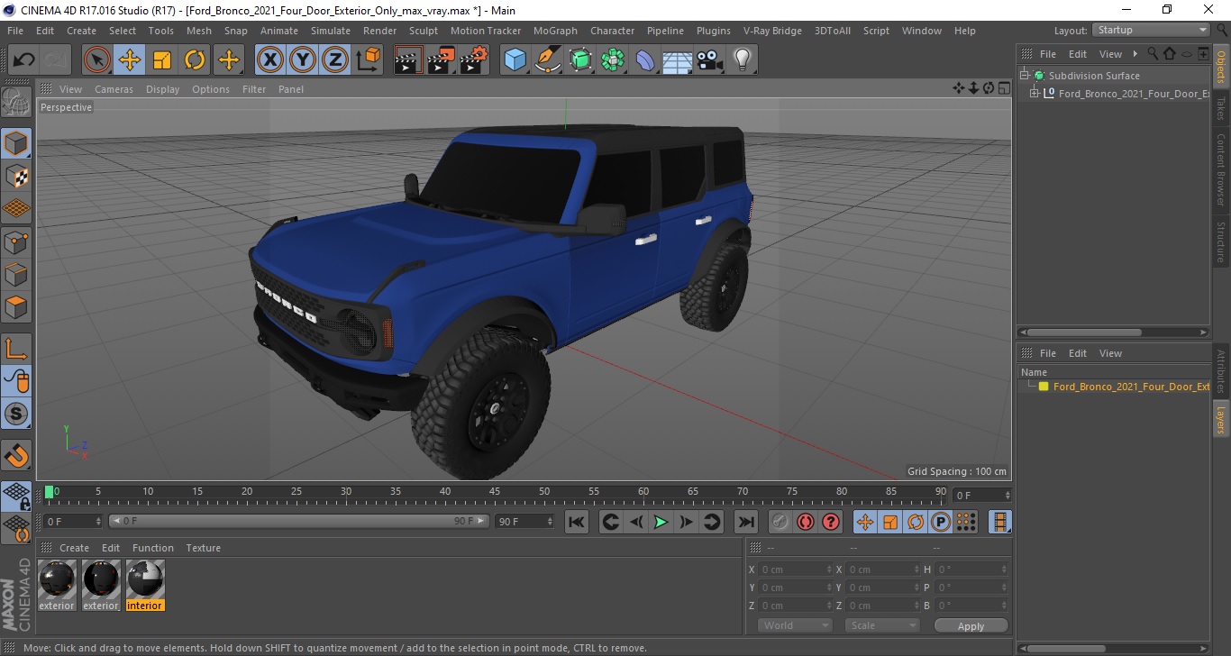3D model Ford Bronco 2021 Four Door Exterior Only