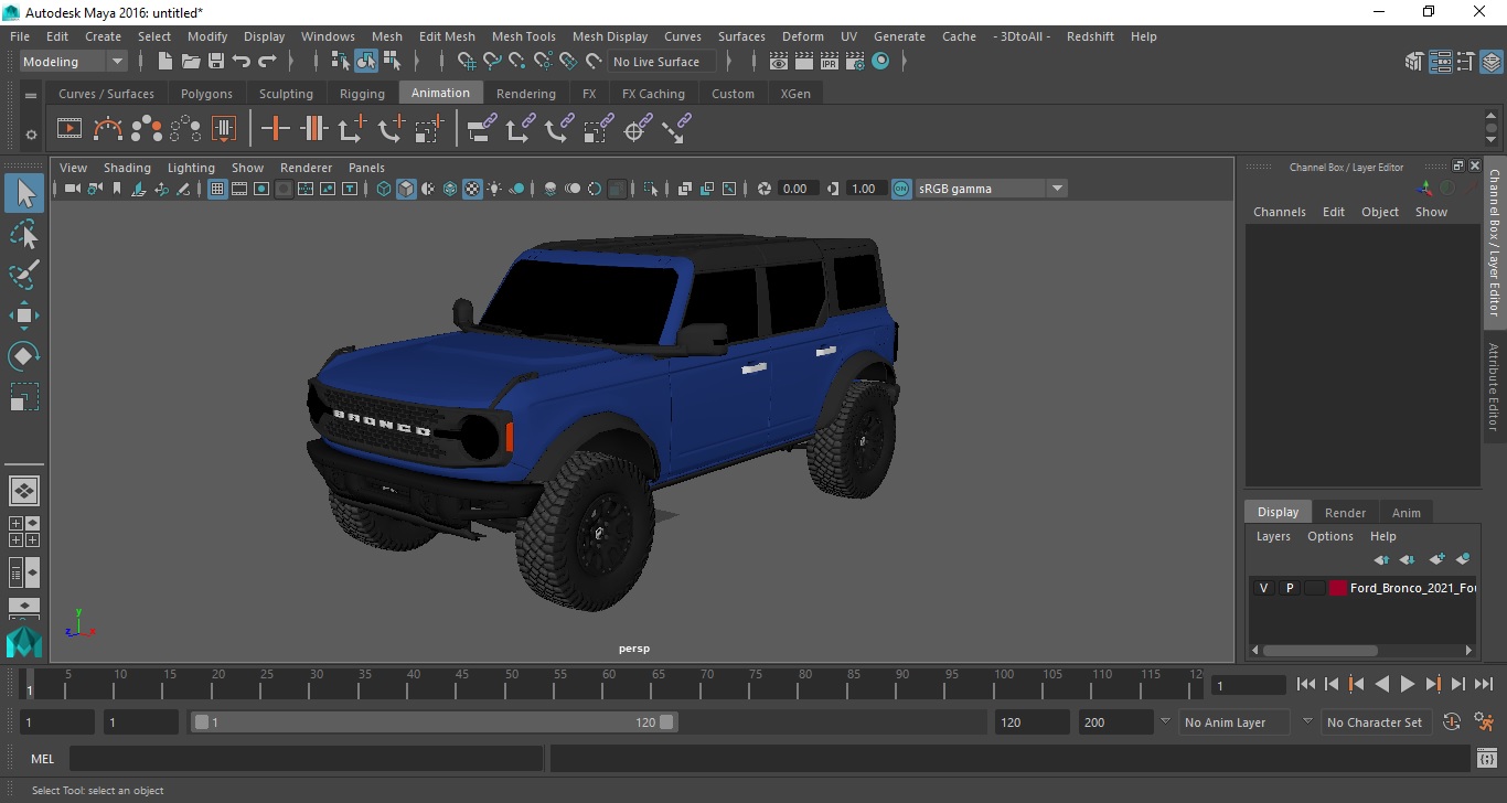3D model Ford Bronco 2021 Four Door Exterior Only