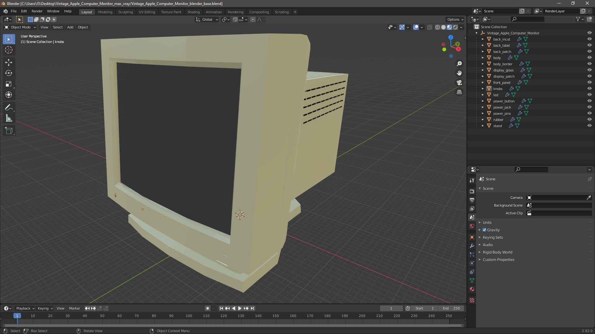 3D model Vintage Apple Computer Monitor