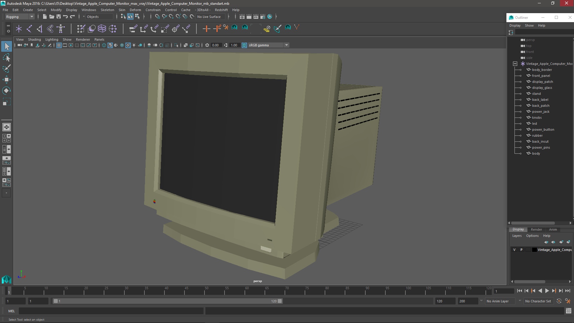 3D model Vintage Apple Computer Monitor