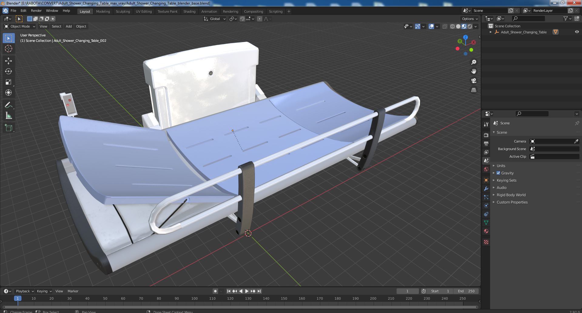 Adult Shower Changing Table 3D